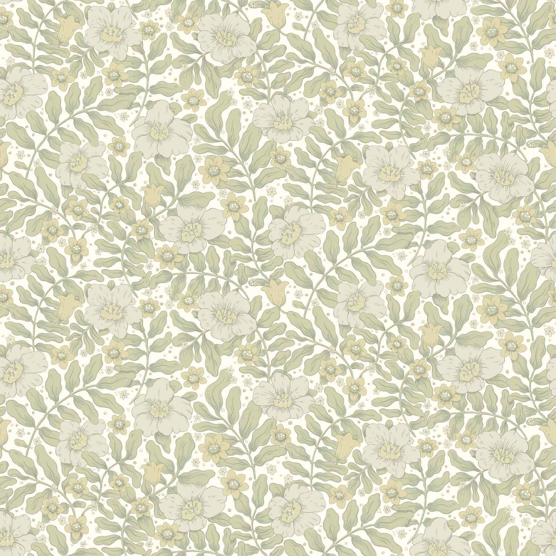Maggan Sage Floral Trail Wallpaper - York Wallcoverings - 4201-48019