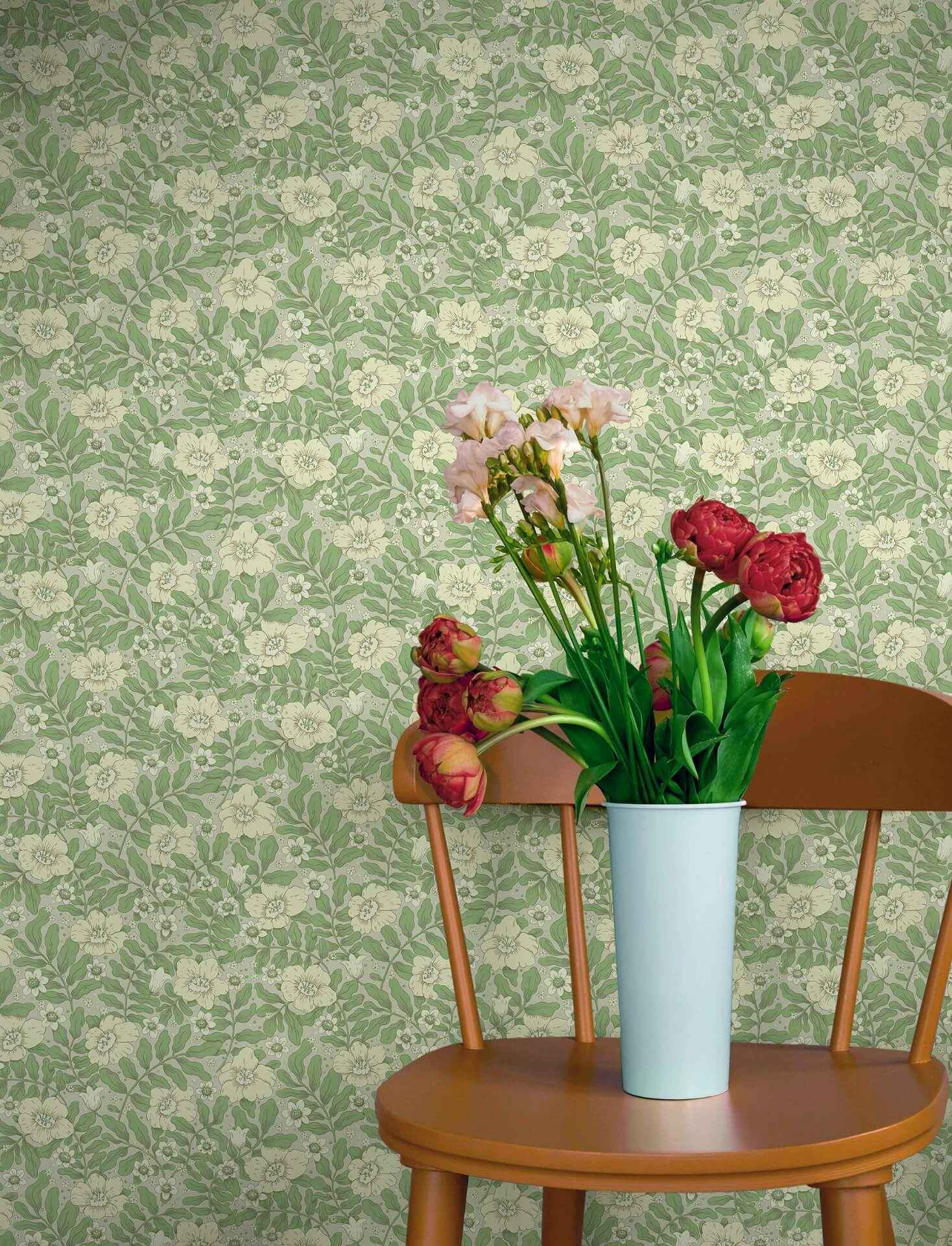 Maggan Jade Floral Trail Wallpaper - York Wallcoverings - 4201-48021 - York Wallcoverings Wallpaper