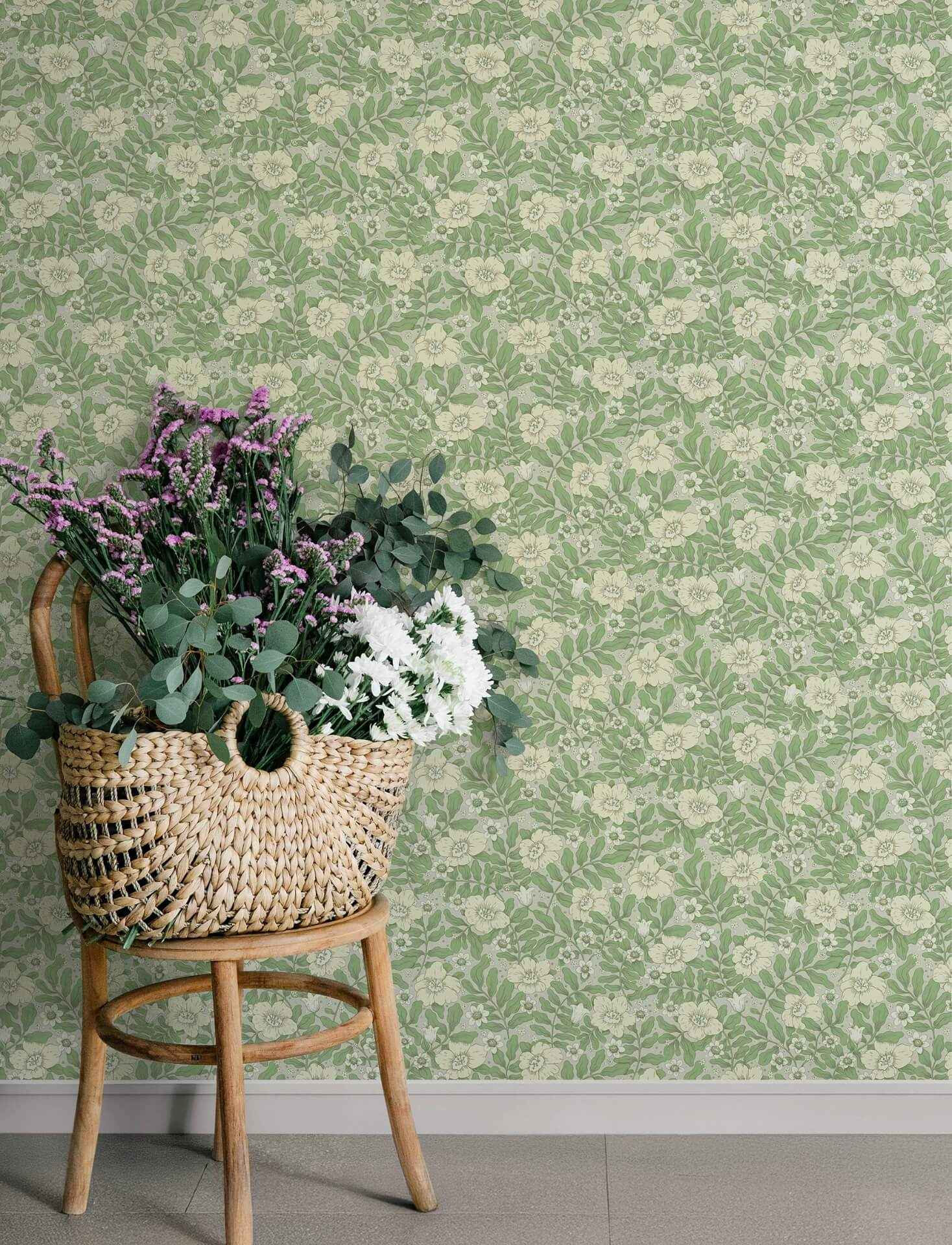 Maggan Jade Floral Trail Wallpaper - York Wallcoverings - 4201-48021 - York Wallcoverings Wallpaper