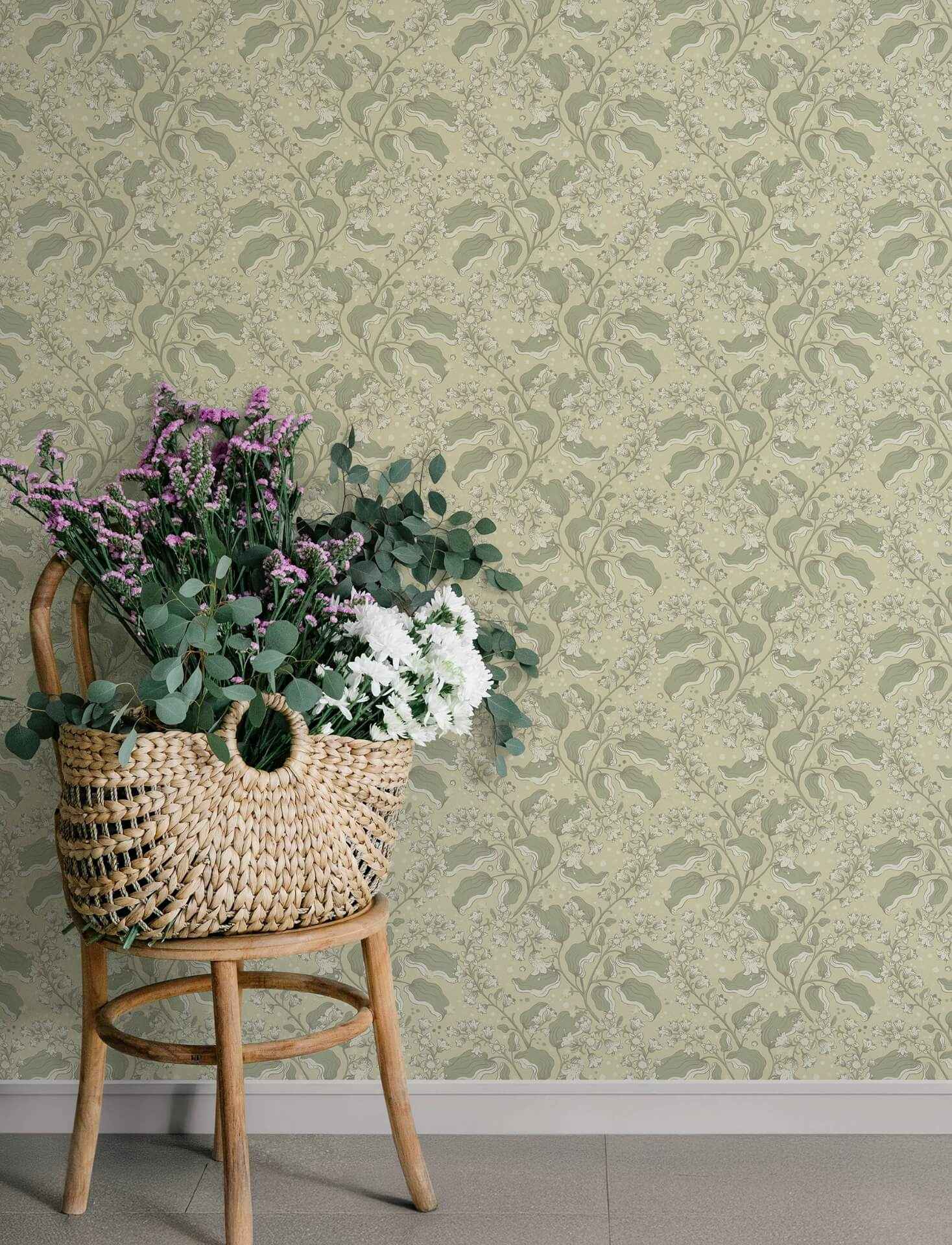 Syren Light Green Dainty Floral Wallpaper - York Wallcoverings - 4201-48025 - York Wallcoverings Wallpaper