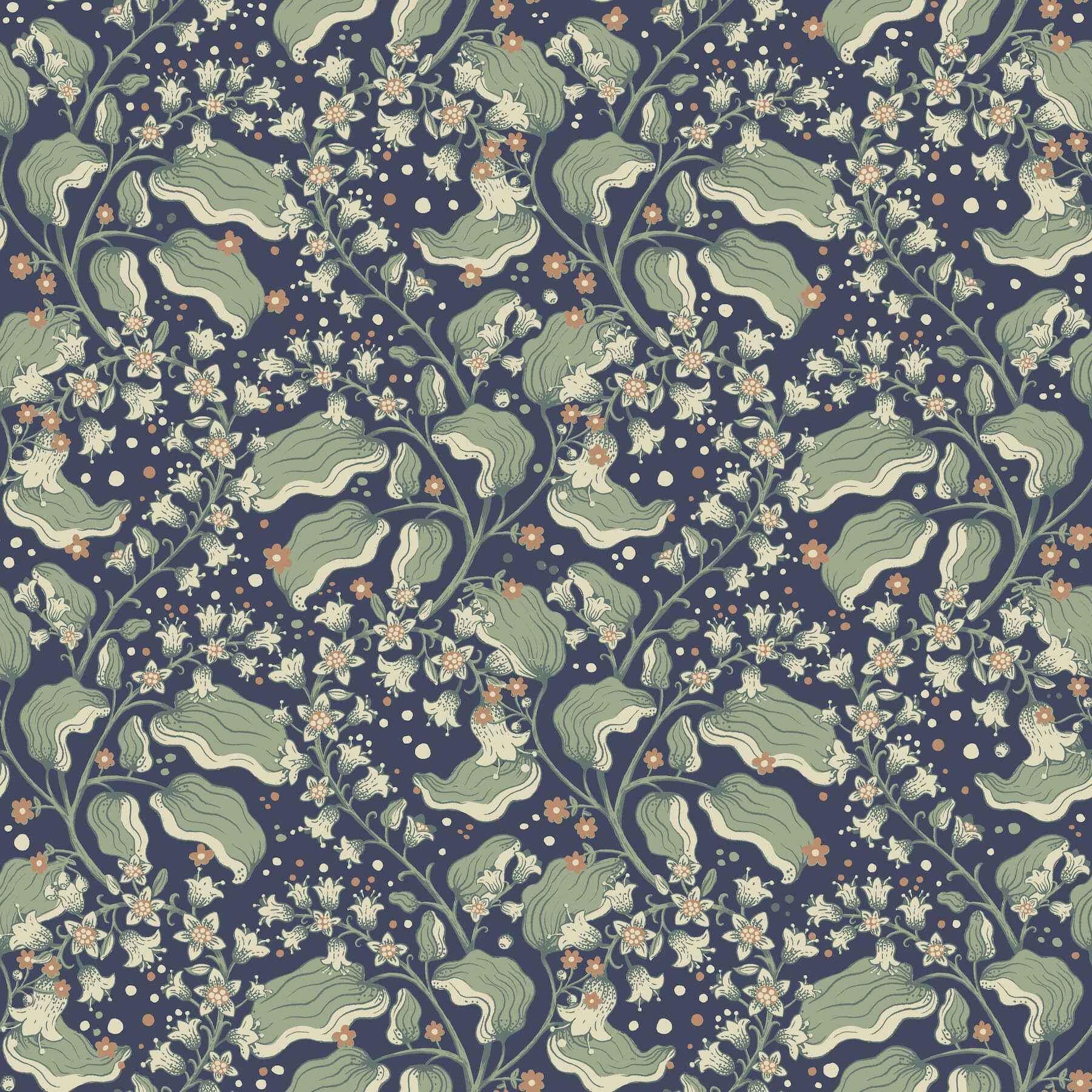 Syren Navy Dainty Floral Wallpaper - York Wallcoverings - 4201-48027