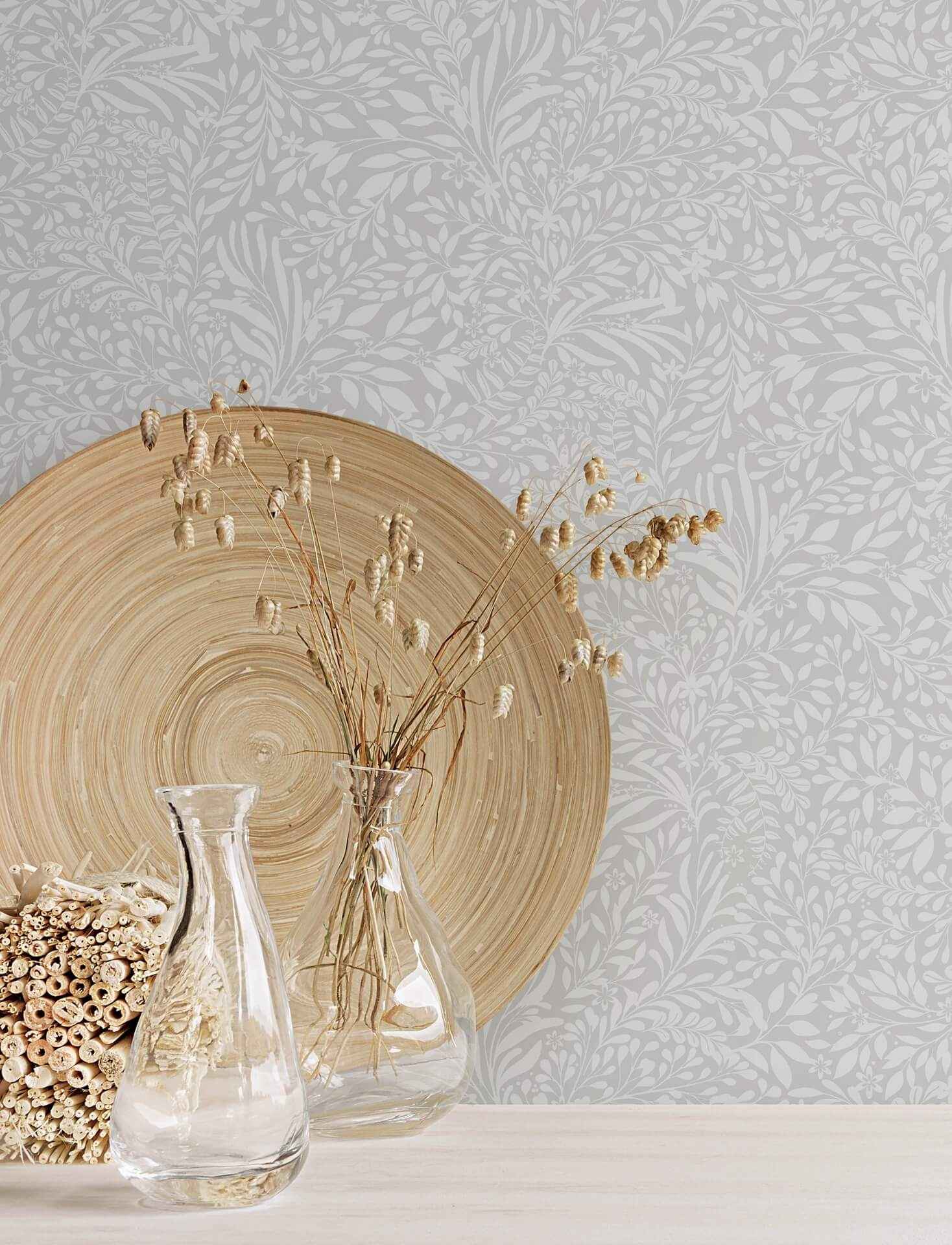 Kristina Light Grey Botanical Wallpaper - York Wallcoverings - 4201-92116 - York Wallcoverings Wallpaper