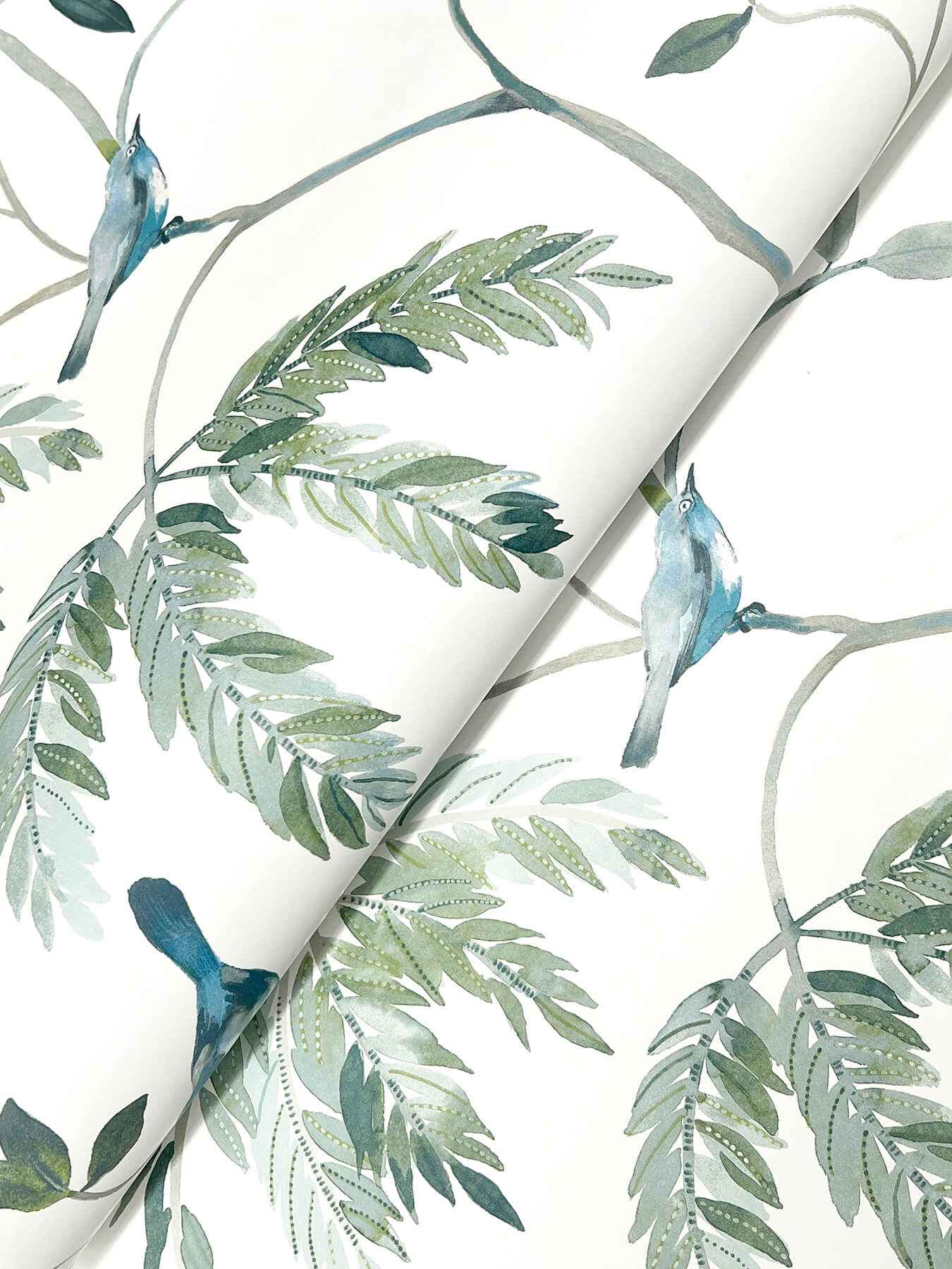 Cillian Blue Botanical Bird Trail Wallpaper - York Wallcoverings - LL3249 - York Wallcoverings Wallpaper