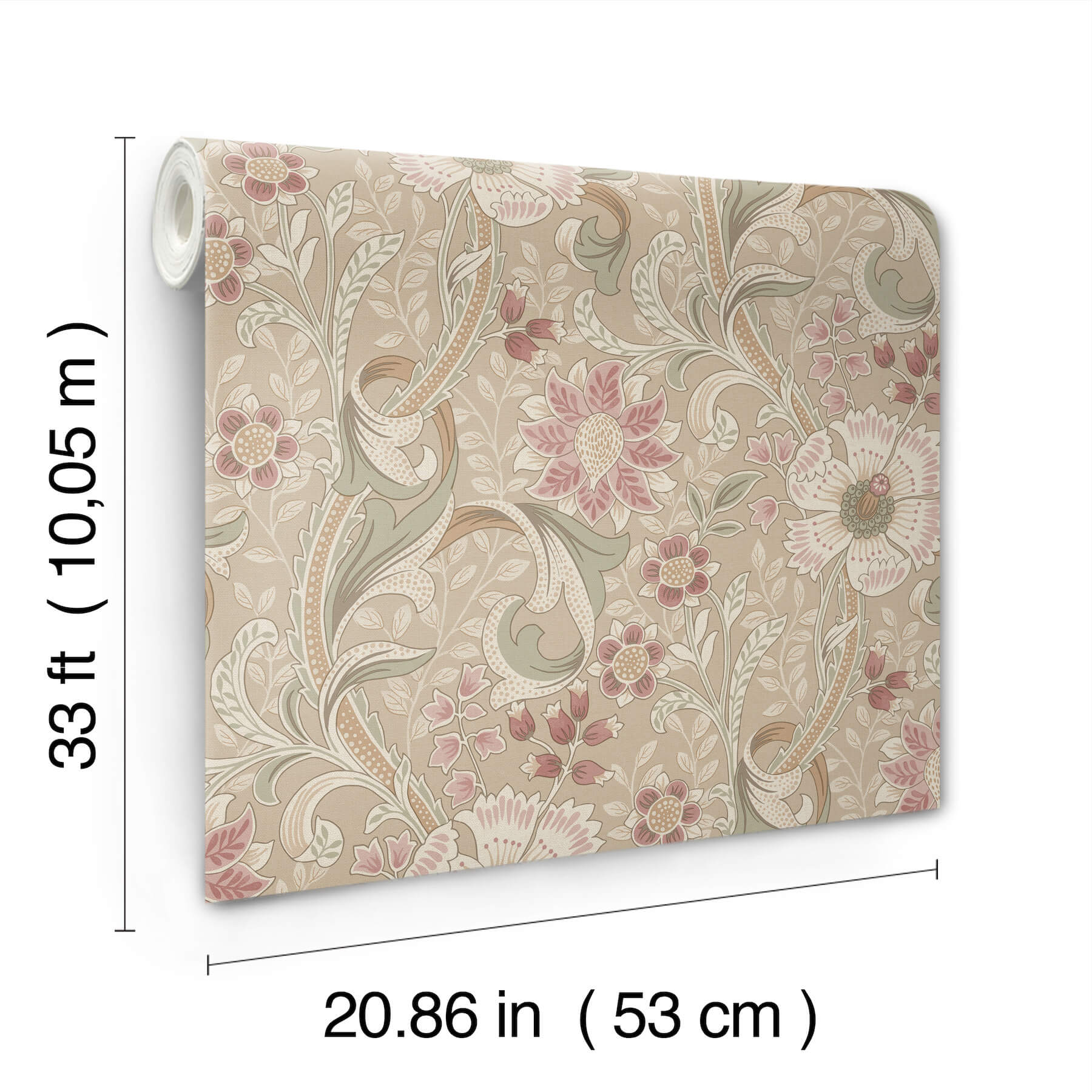 liora-taupe-floral-trail-wallpaper-york-wallcoverings-4191-83015 - York Wallcoverings Papel pintado