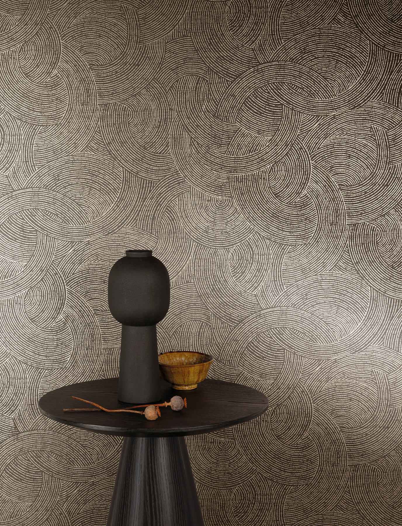 Harrison Charcoal Swirling Geometric Wallpaper - York Wallcoverings - 4191-83024