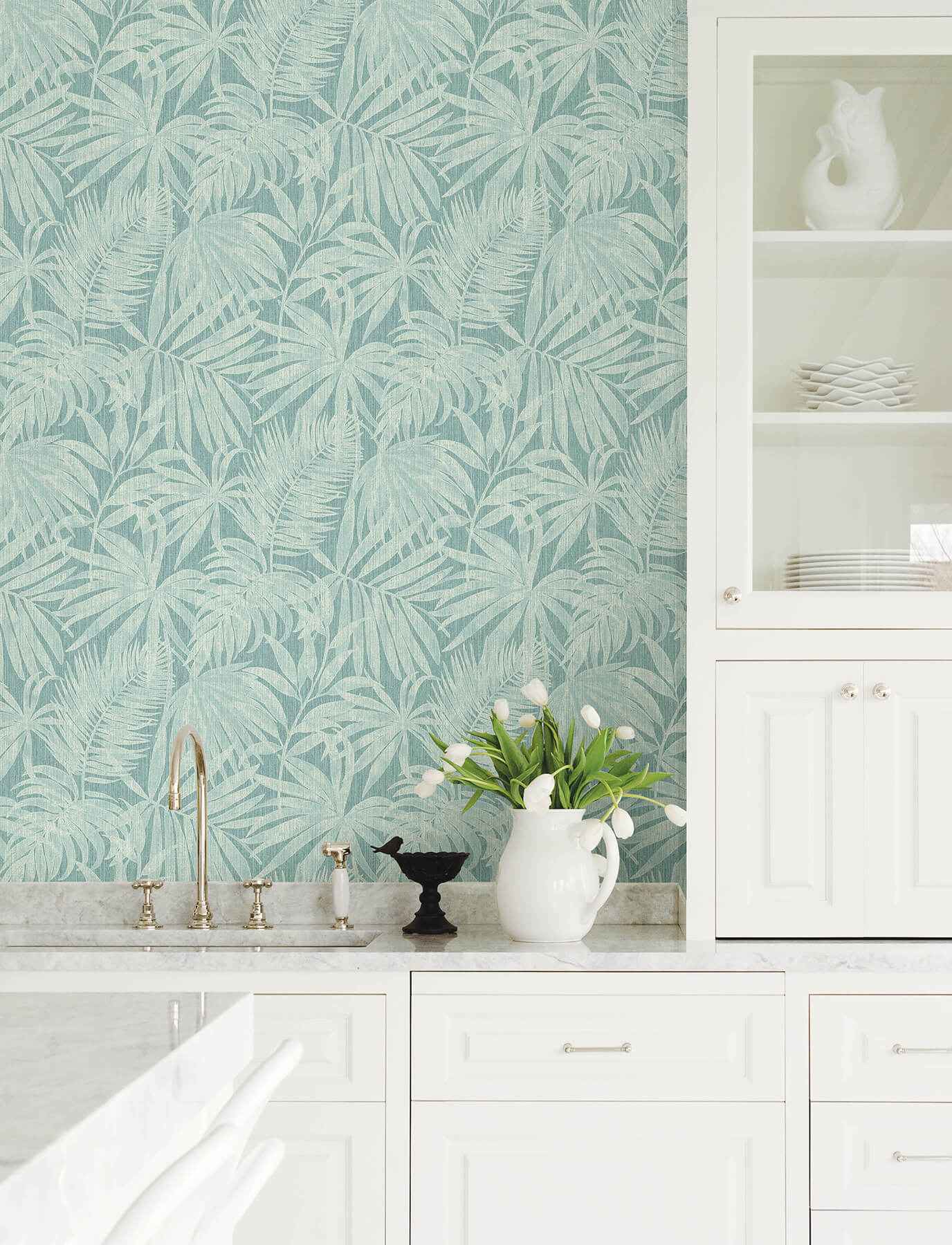Sonny Light Blue Fronds Wallpaper - York Wallcoverings - 4191-83026 - York Wallcoverings Wallpaper