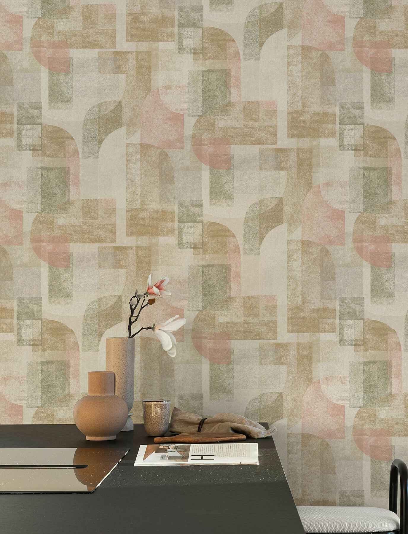 Cassandra Brown Block Geometric Wallpaper - York Wallcoverings - 4191-83032 - York Wallcoverings Wallpaper