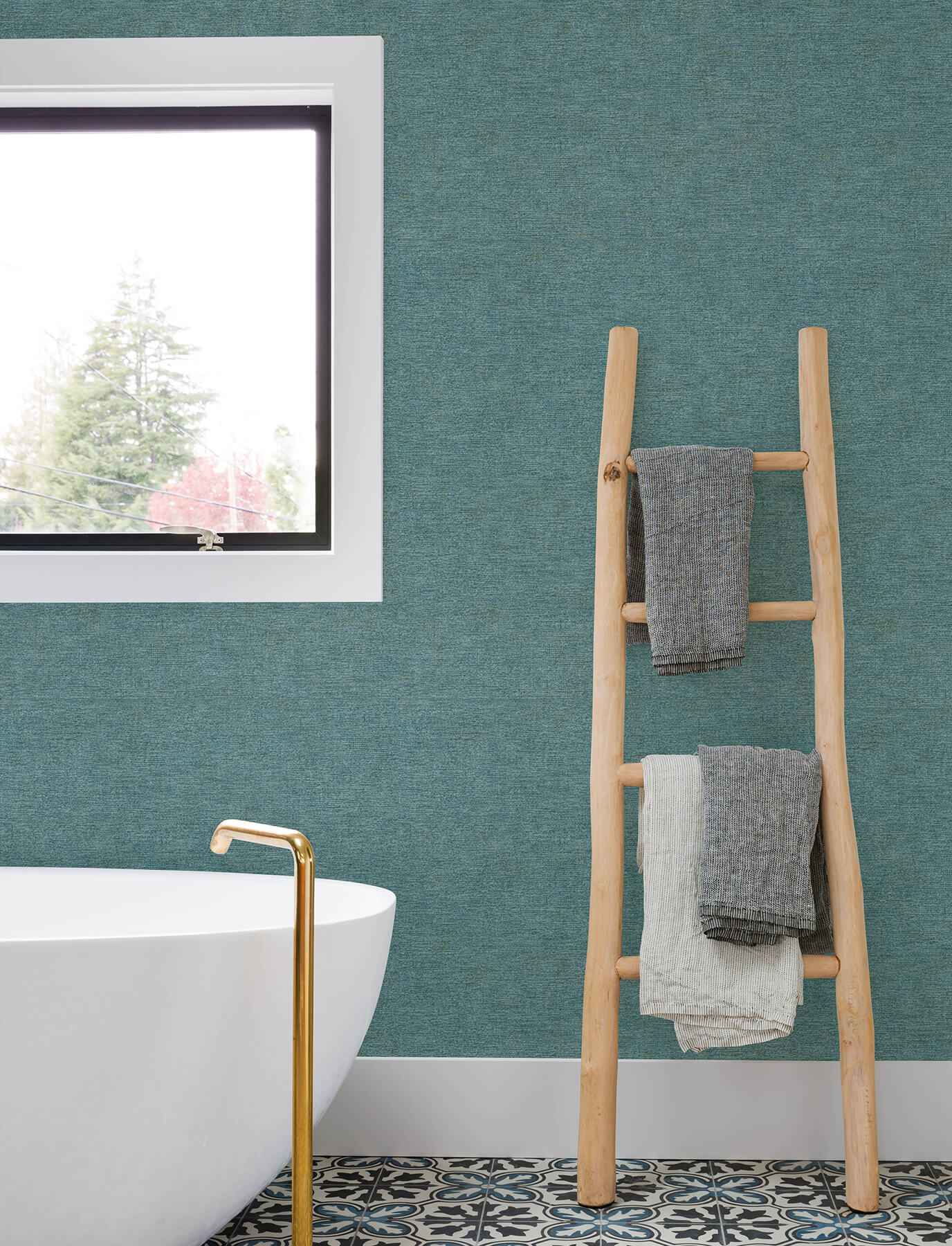 Tansy Teal Distressed Wallpaper - York Wallcoverings - 4191-83042 - York Wallcoverings Wallpaper