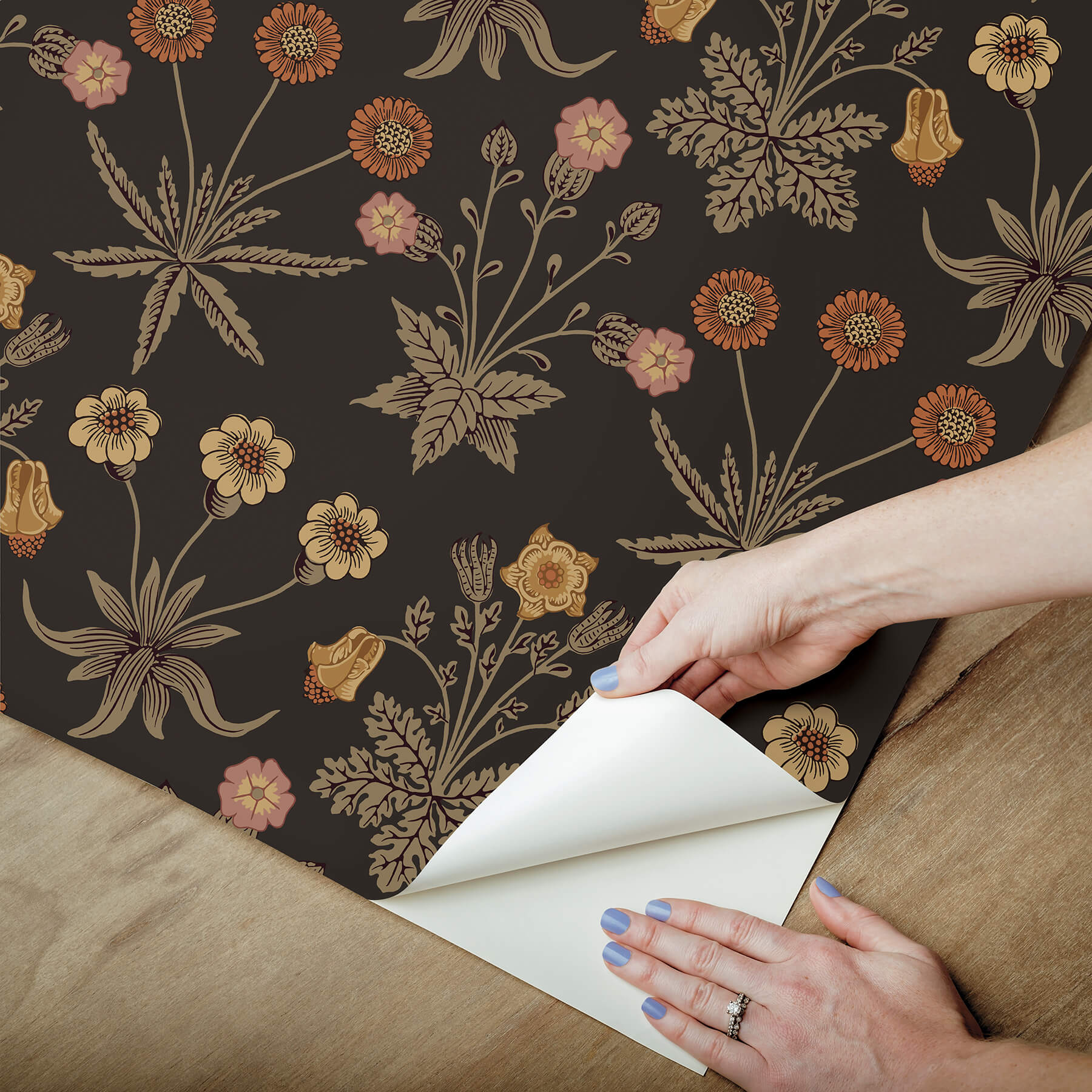 daisy-chocolate-and-paprika-peel-and-stick-wallpaper-york-wallcoverings-mcs6598 - York Wallcoverings Wallpaper