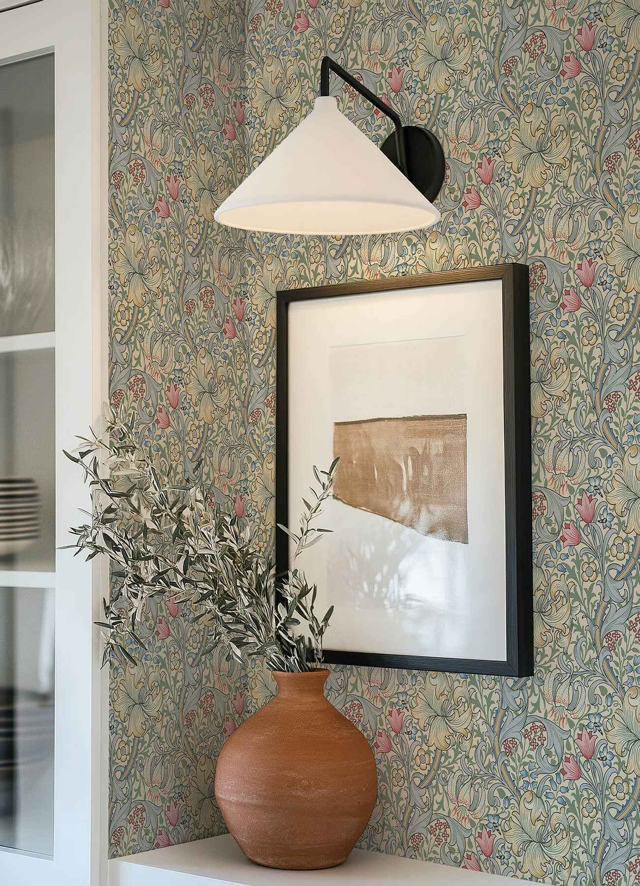 Golden Lily Linen Peel and Stick Wallpaper - York Wallcoverings - MCS6600 - York Wallcoverings Wallpaper