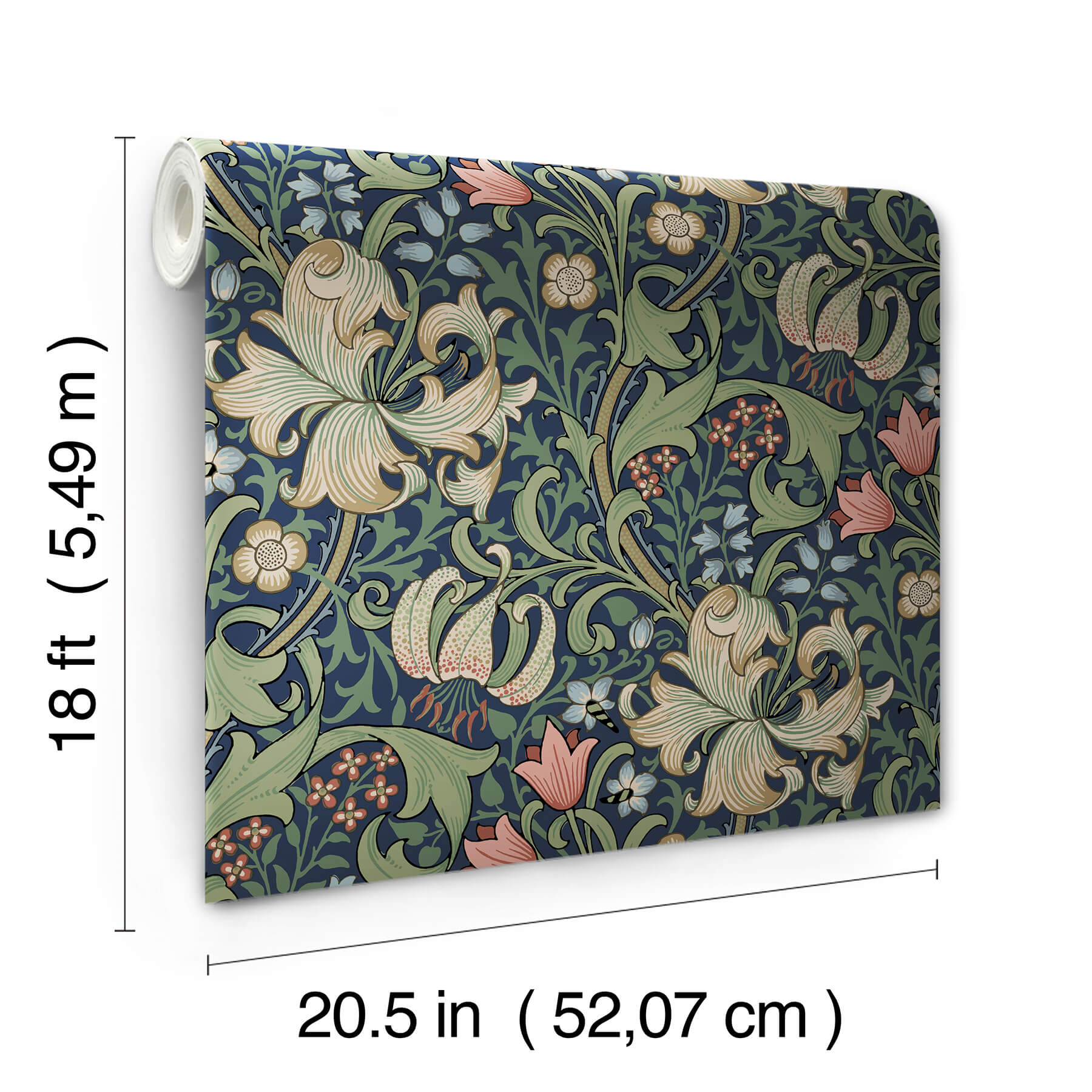 golden-lily-indigo-and-rose-peel-and-stick-wallpaper-york-wallcoverings-mcs6602 - York Wallcoverings Wallpaper