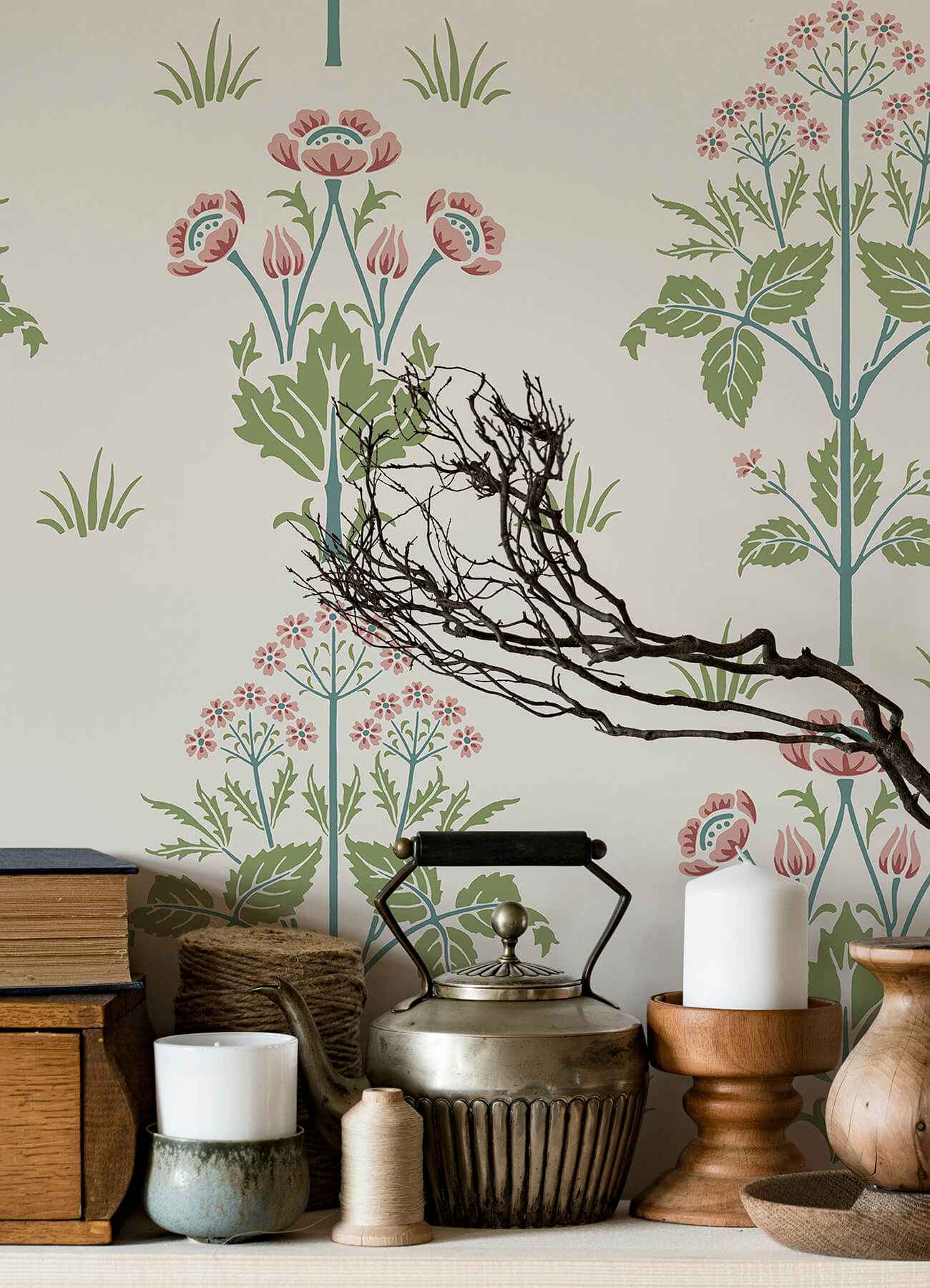 Meadow Sweet Cotton and Rose Peel and Stick Wallpaper - York Wallcoverings - MCS6606 - York Wallcoverings Wallpaper
