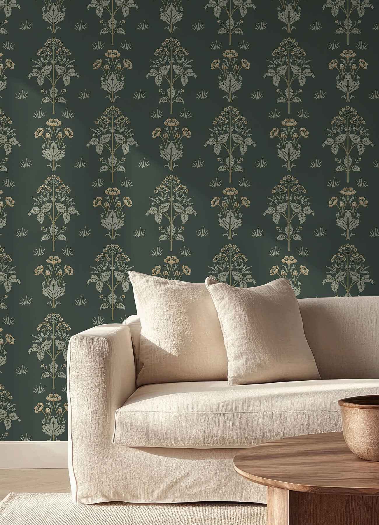 Meadow Sweet Bayleaf and Manilla Peel and Stick Wallpaper - York Wallcoverings - MCS6608 - York Wallcoverings Wallpaper