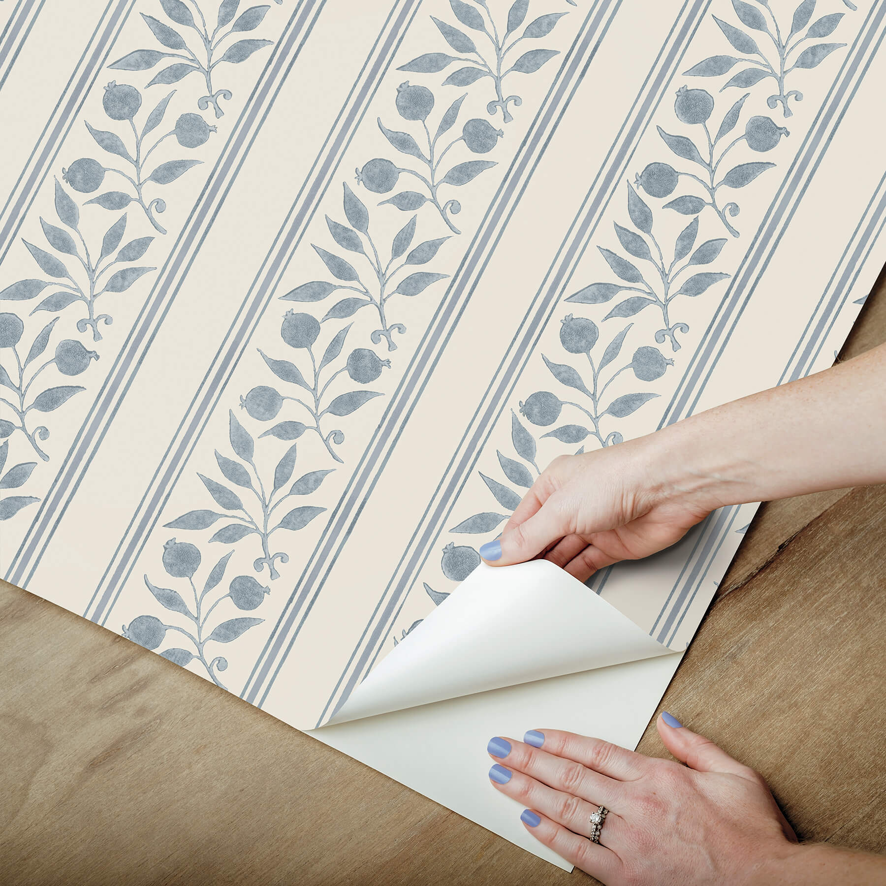 rosehip-stripe-china-blue-peel-and-stick-wallpaper-york-wallcoverings-mcs6609 - York Wallcoverings Wallpaper