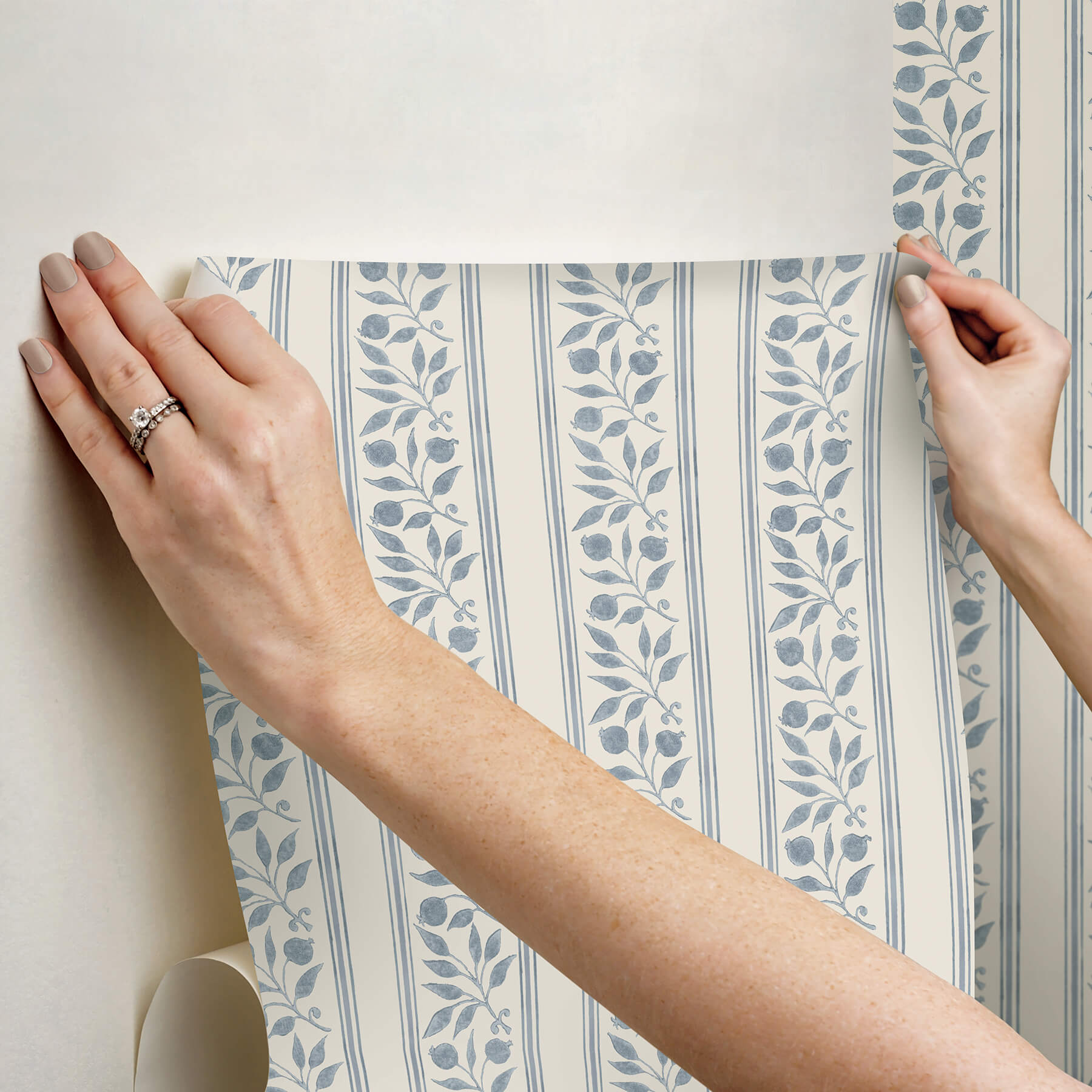 rosehip-stripe-china-blue-peel-and-stick-wallpaper-york-wallcoverings-mcs6609 - York Wallcoverings Wallpaper