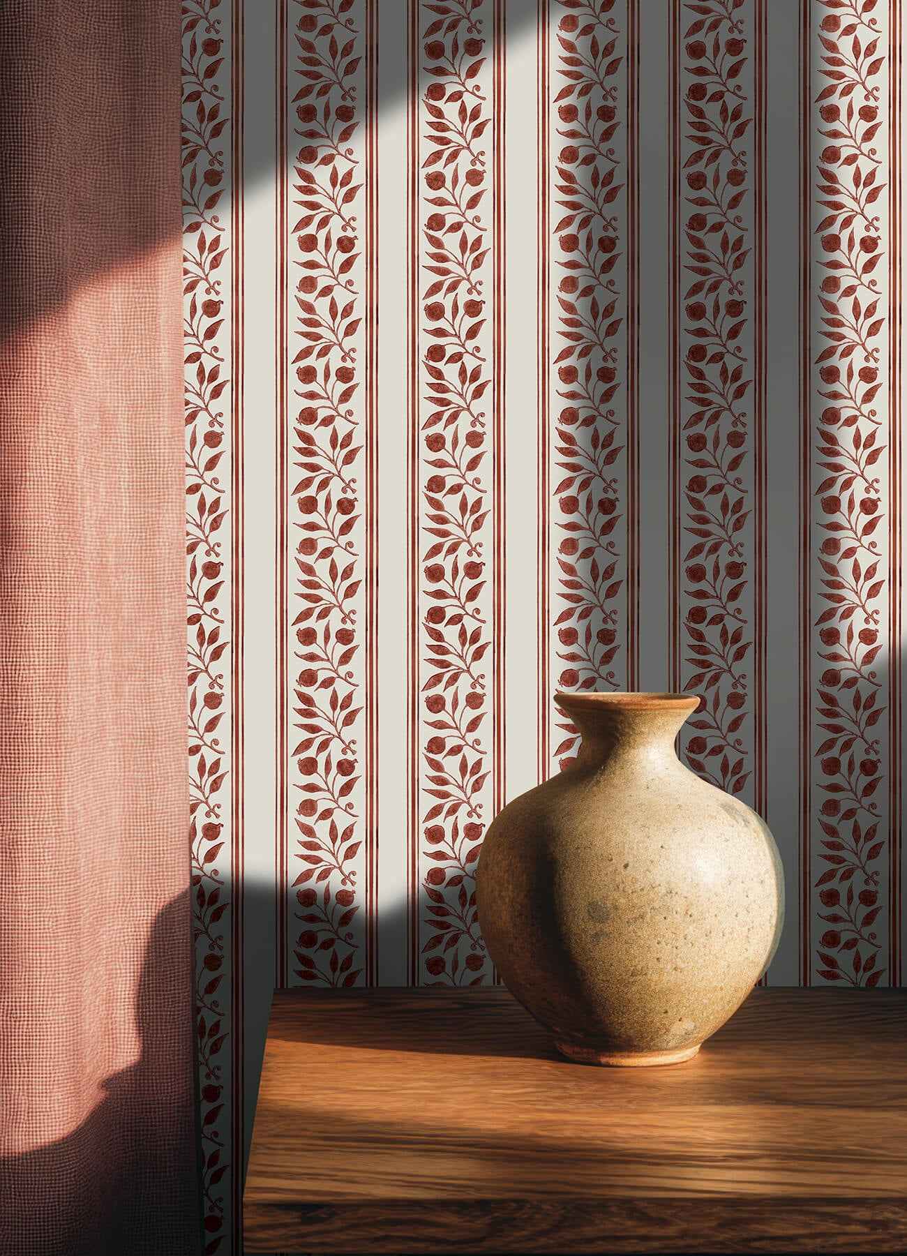 Rosehip Stripe Madder Peel and Stick Wallpaper - York Wallcoverings - MCS6612 - York Wallcoverings Wallpaper