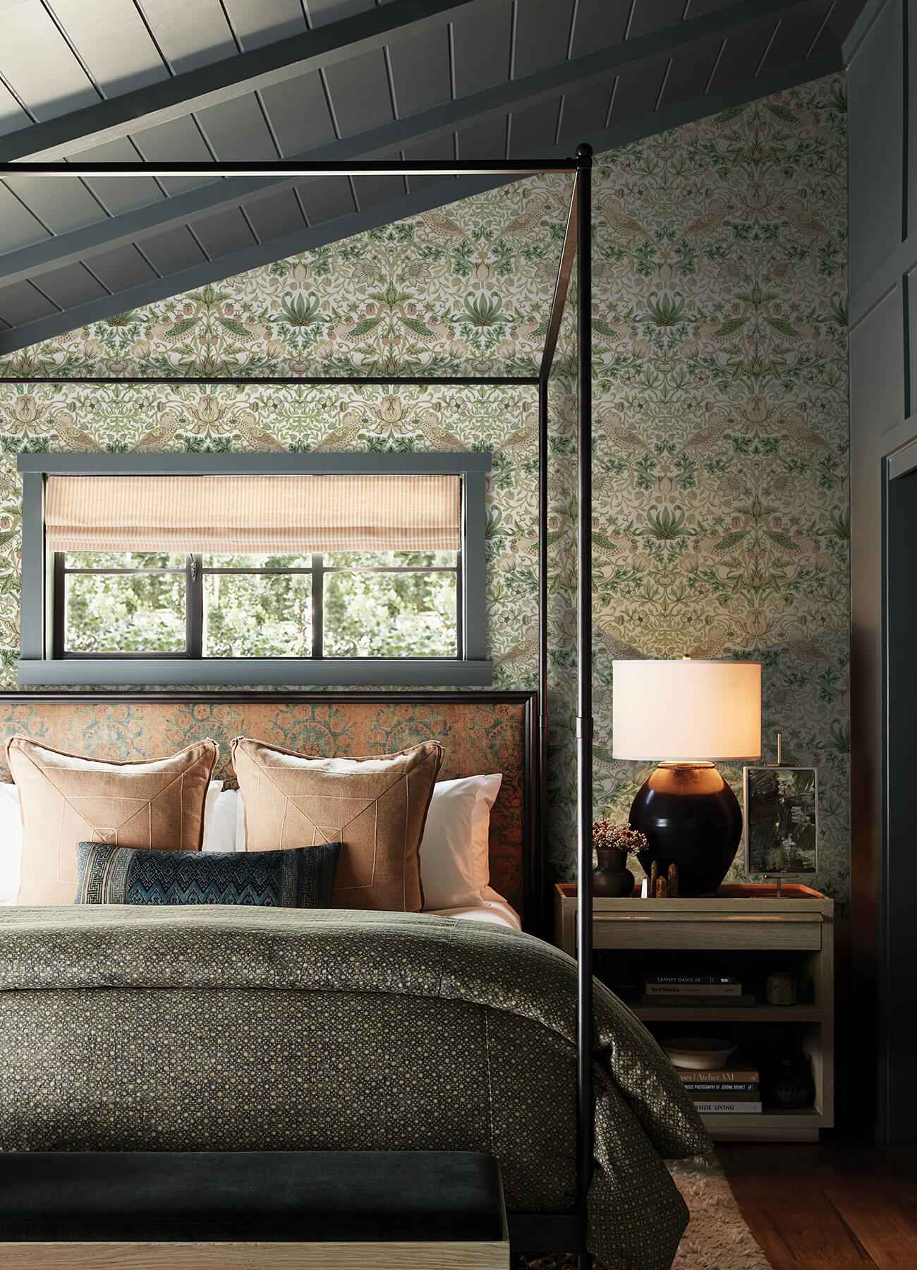 Strawberry Thief Fennel Peel and Stick Wallpaper - York Wallcoverings - MCS6613 - York Wallcoverings Wallpaper