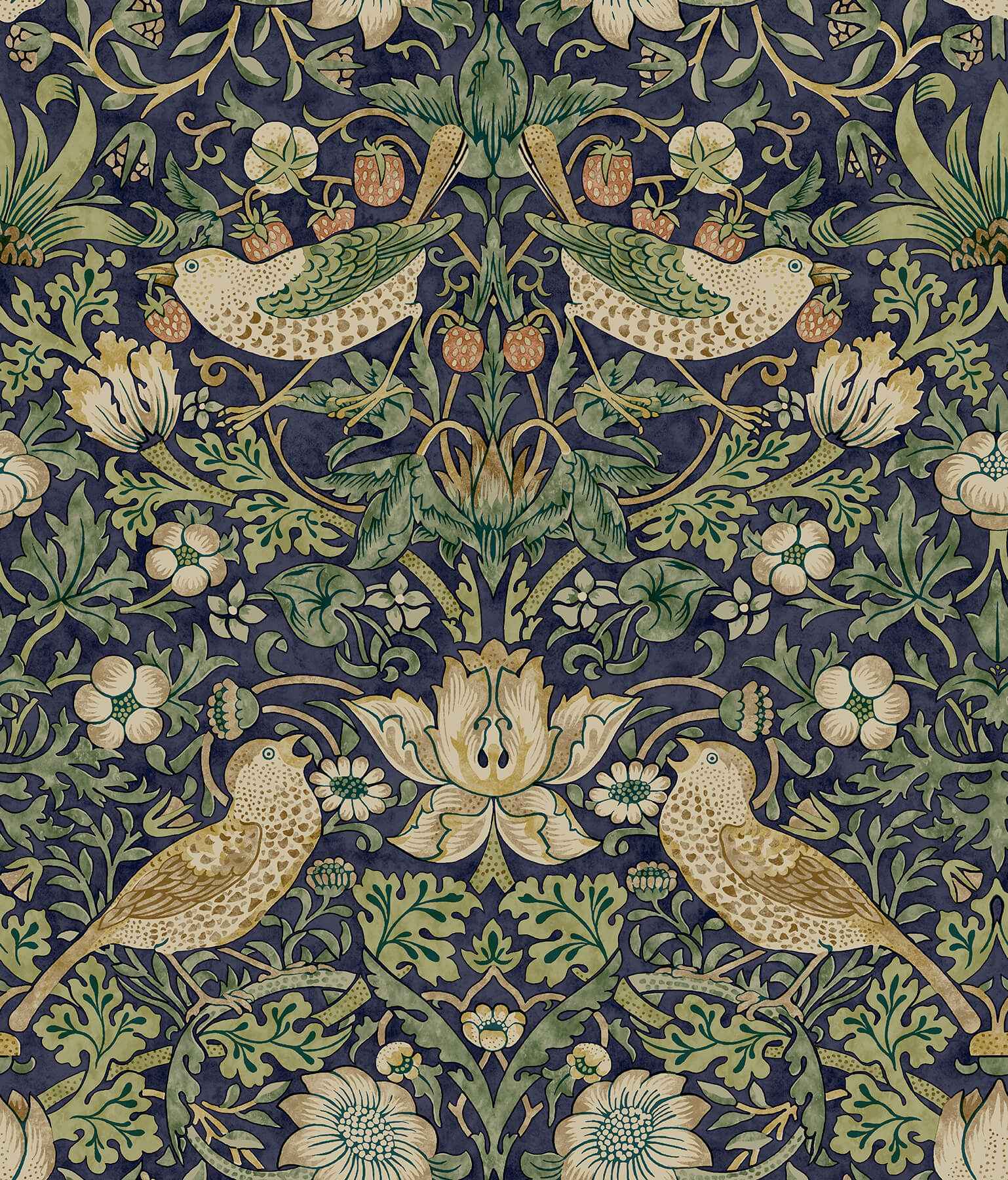 Strawberry Thief Ink Blue Peel and Stick Wallpaper - York Wallcoverings - MCS6615