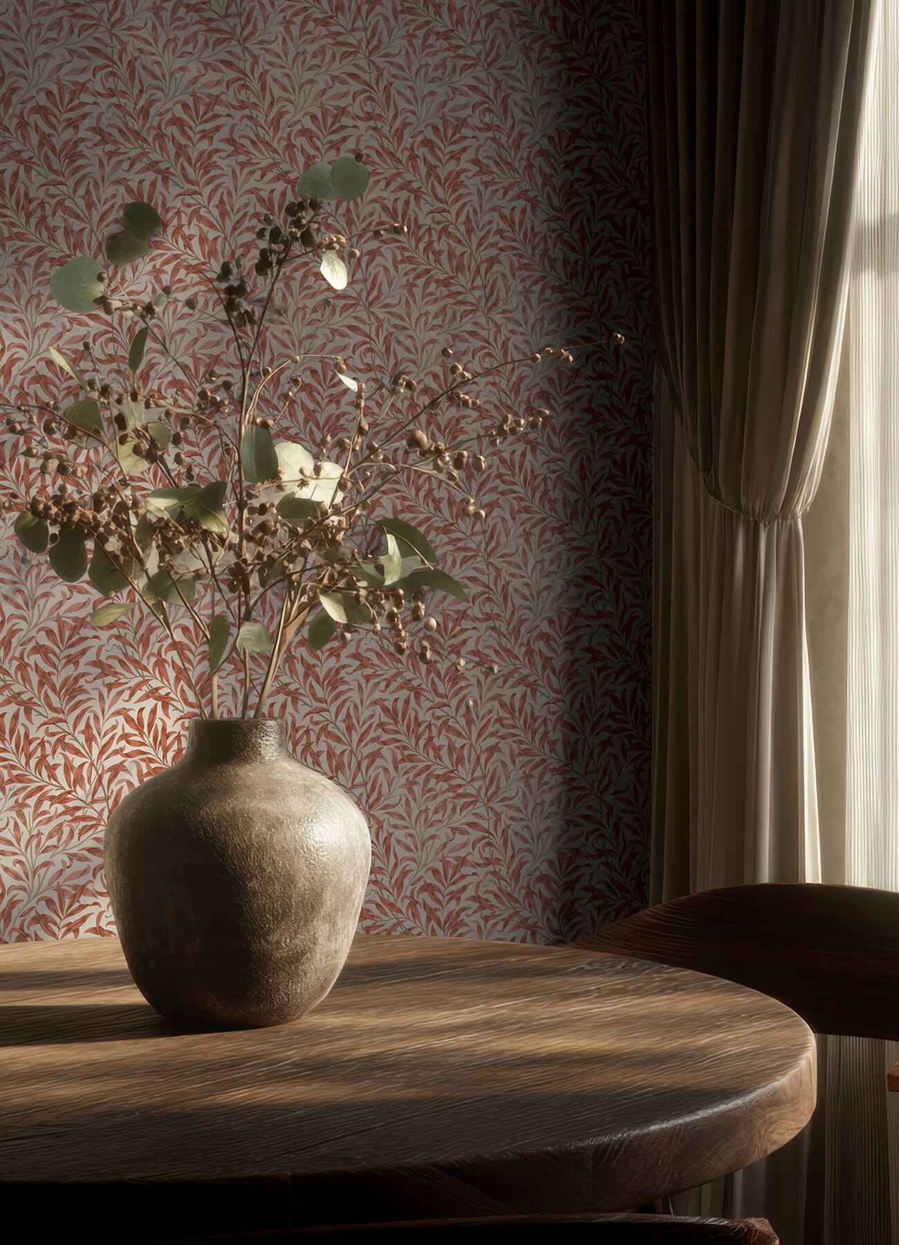Willow Boughs Carmine Peel and Stick Wallpaper - York Wallcoverings - MCS6618 - York Wallcoverings Wallpaper