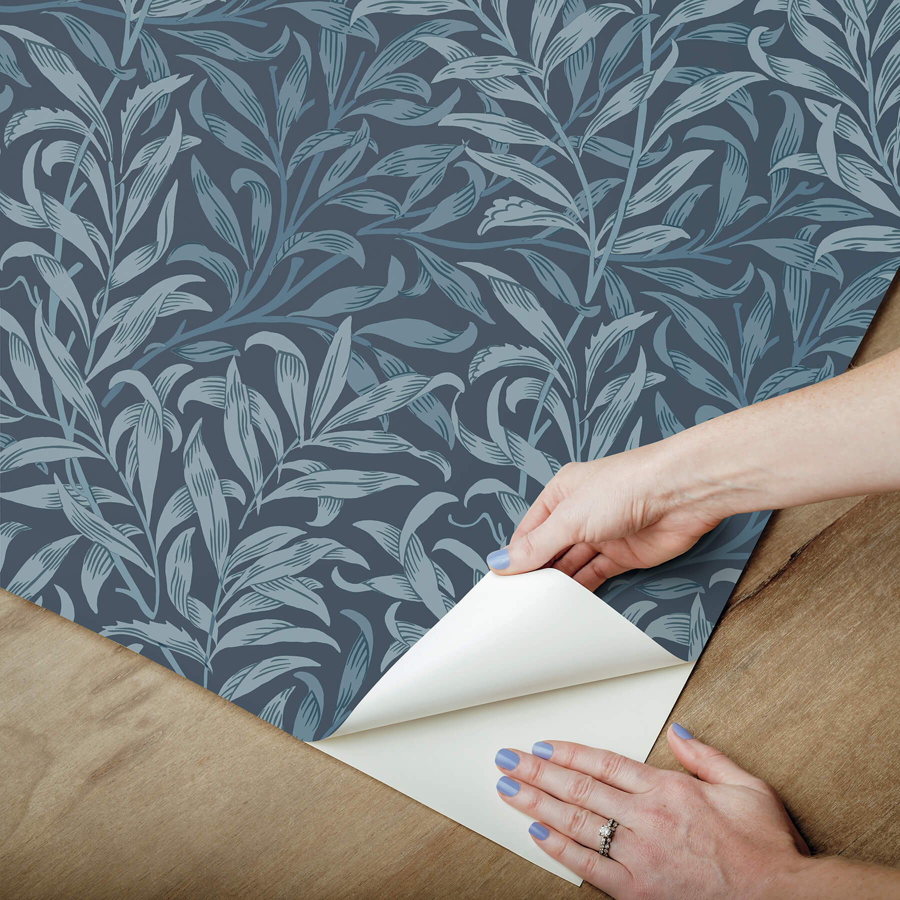 willow-boughs-ink-blue-peel-and-stick-wallpaper-york-wallcoverings-mcs6620 - York Wallcoverings Wallpaper