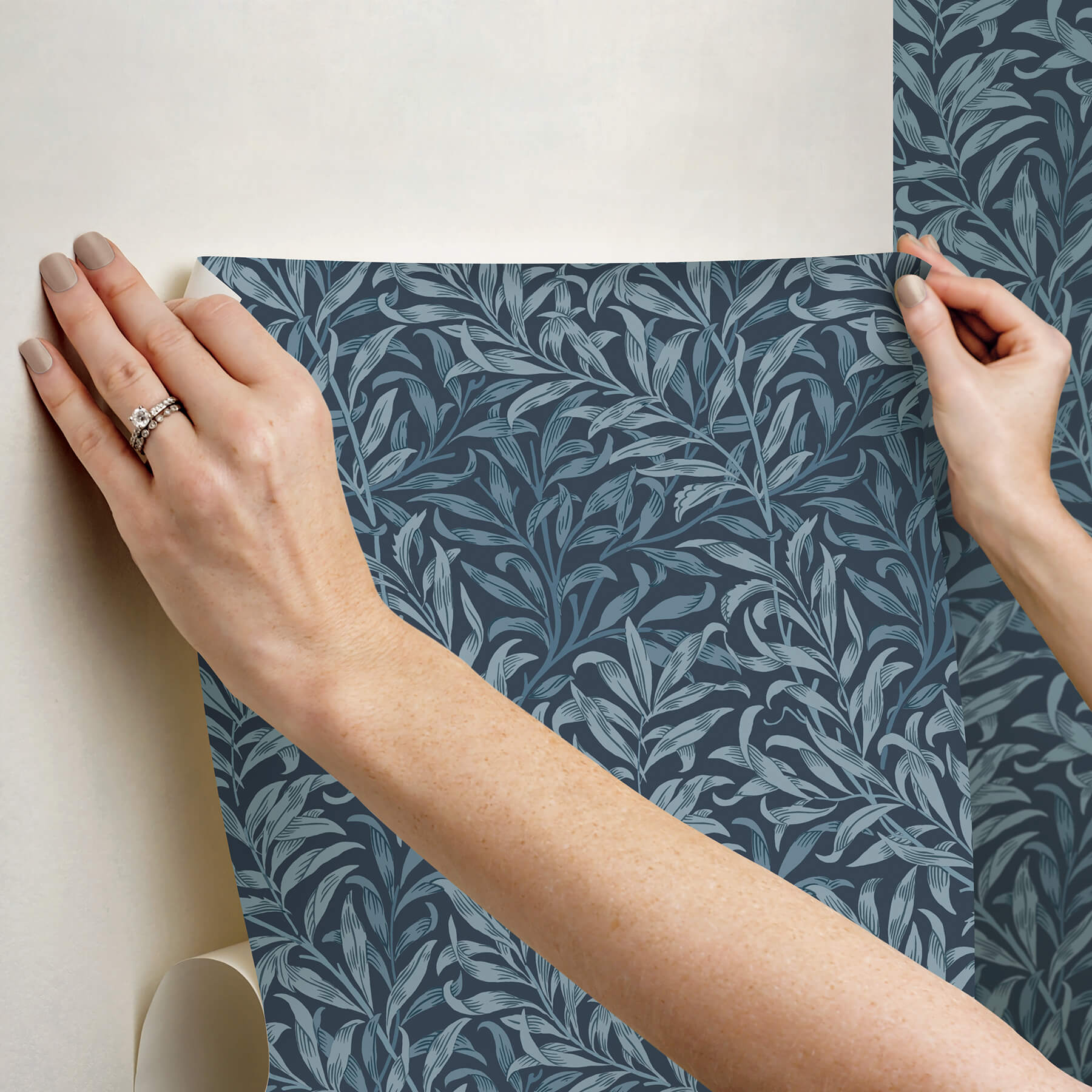 willow-boughs-ink-blue-peel-and-stick-wallpaper-york-wallcoverings-mcs6620 - York Wallcoverings Wallpaper
