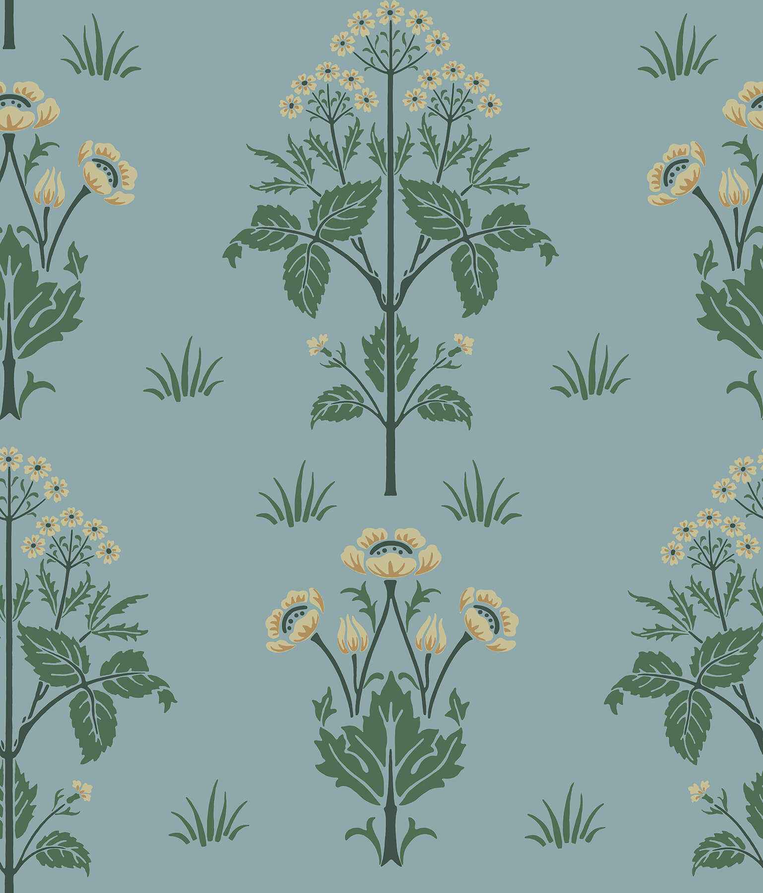 Meadow Sweet Woad and Forest Peel and Stick Wallpaper - York Wallcoverings - MCS6604 - York Wallcoverings Wallpaper