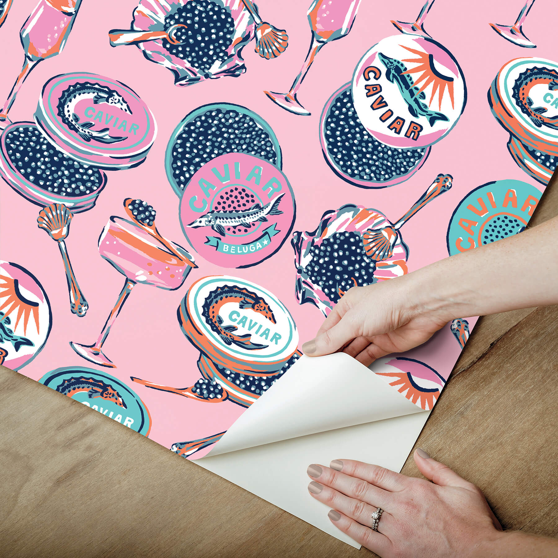 champagne-and-caviar-pink-peel-and-stick-wallpaper-york-wallcoverings-pfs6556 - York Wallcoverings Wallpaper