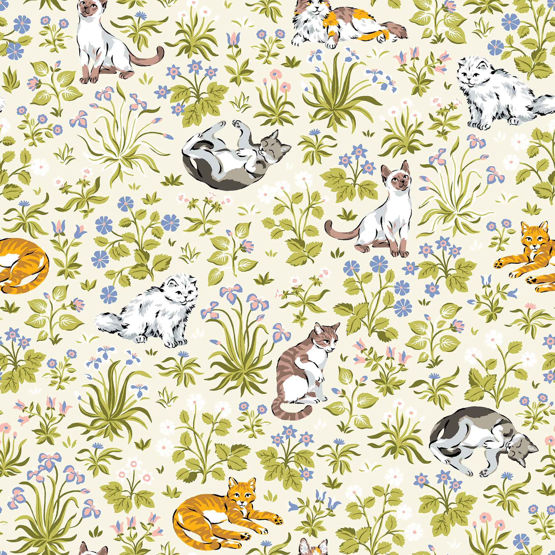 Must Love Cats Linen Peel and Stick Wallpaper - York Wallcoverings - PFS6568