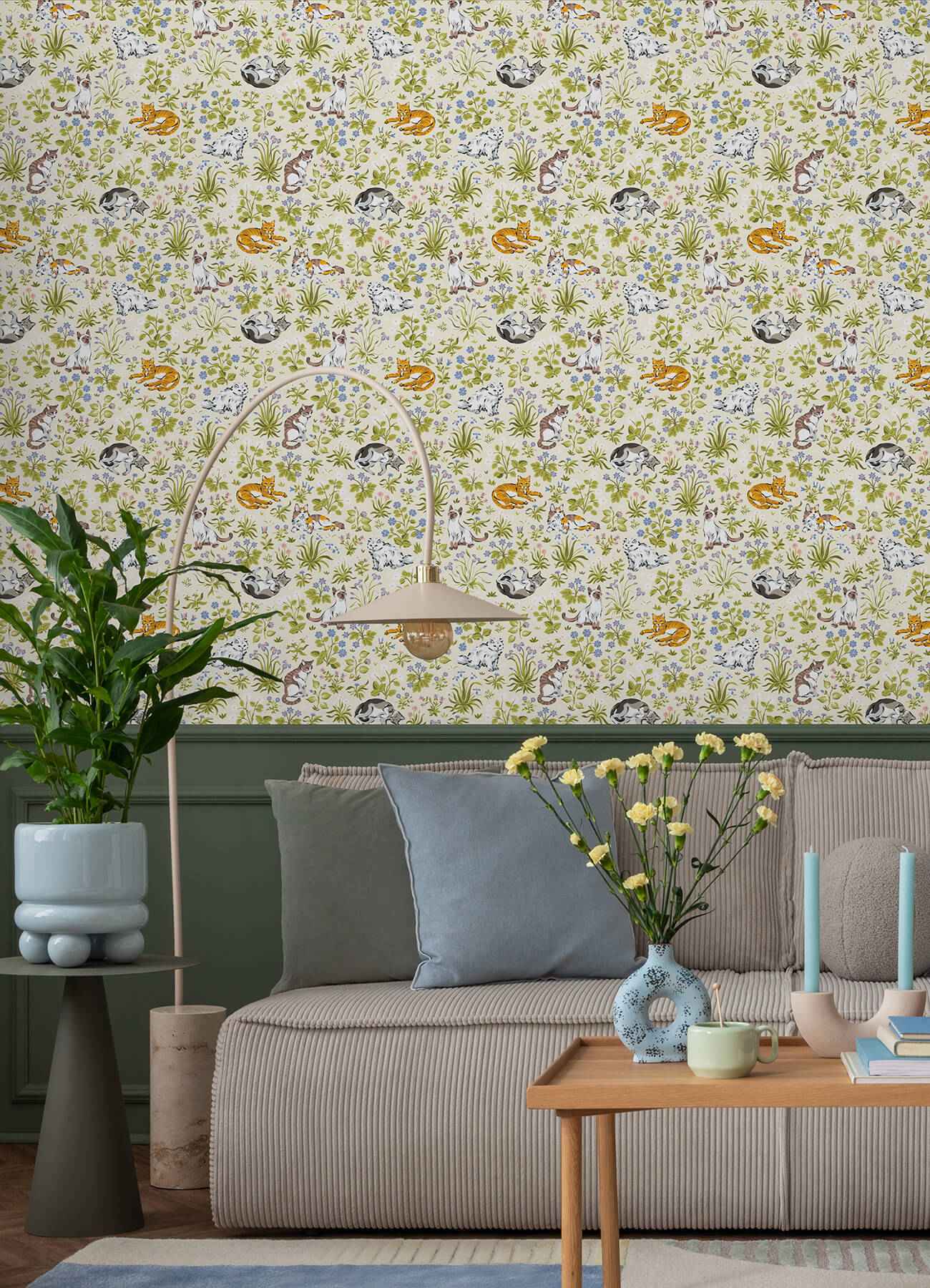 Must Love Cats Linen Peel and Stick Wallpaper - York Wallcoverings - PFS6568 - York Wallcoverings Wallpaper