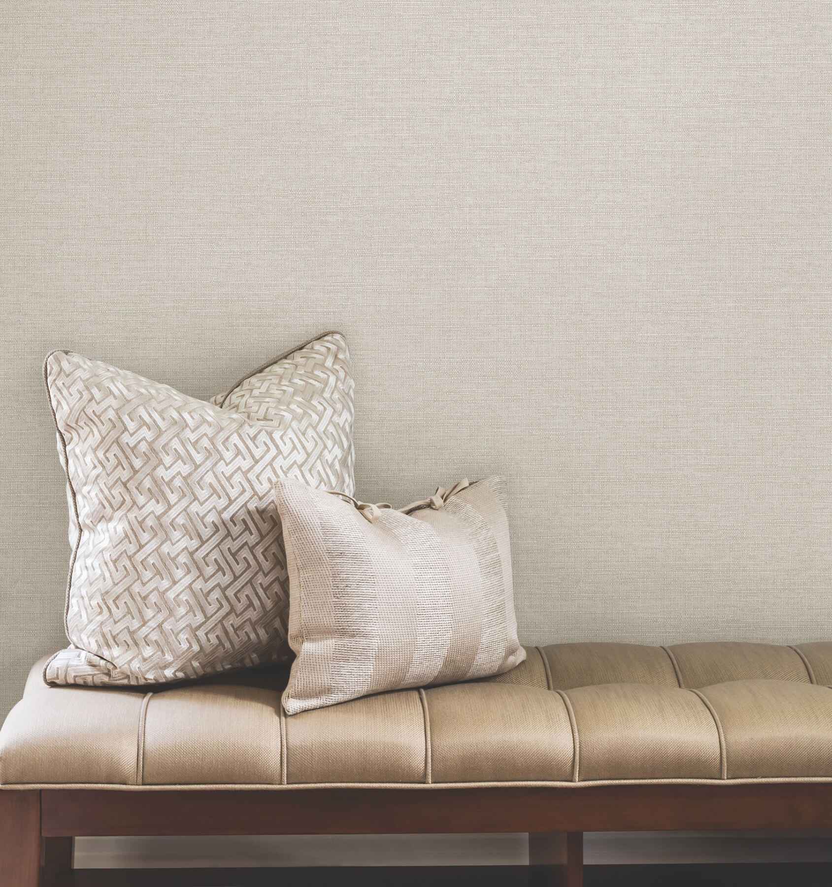 Terrene Cream Faux Linen Wallpaper - York Wallcoverings - UW1012N - York Wallcoverings Wallpaper