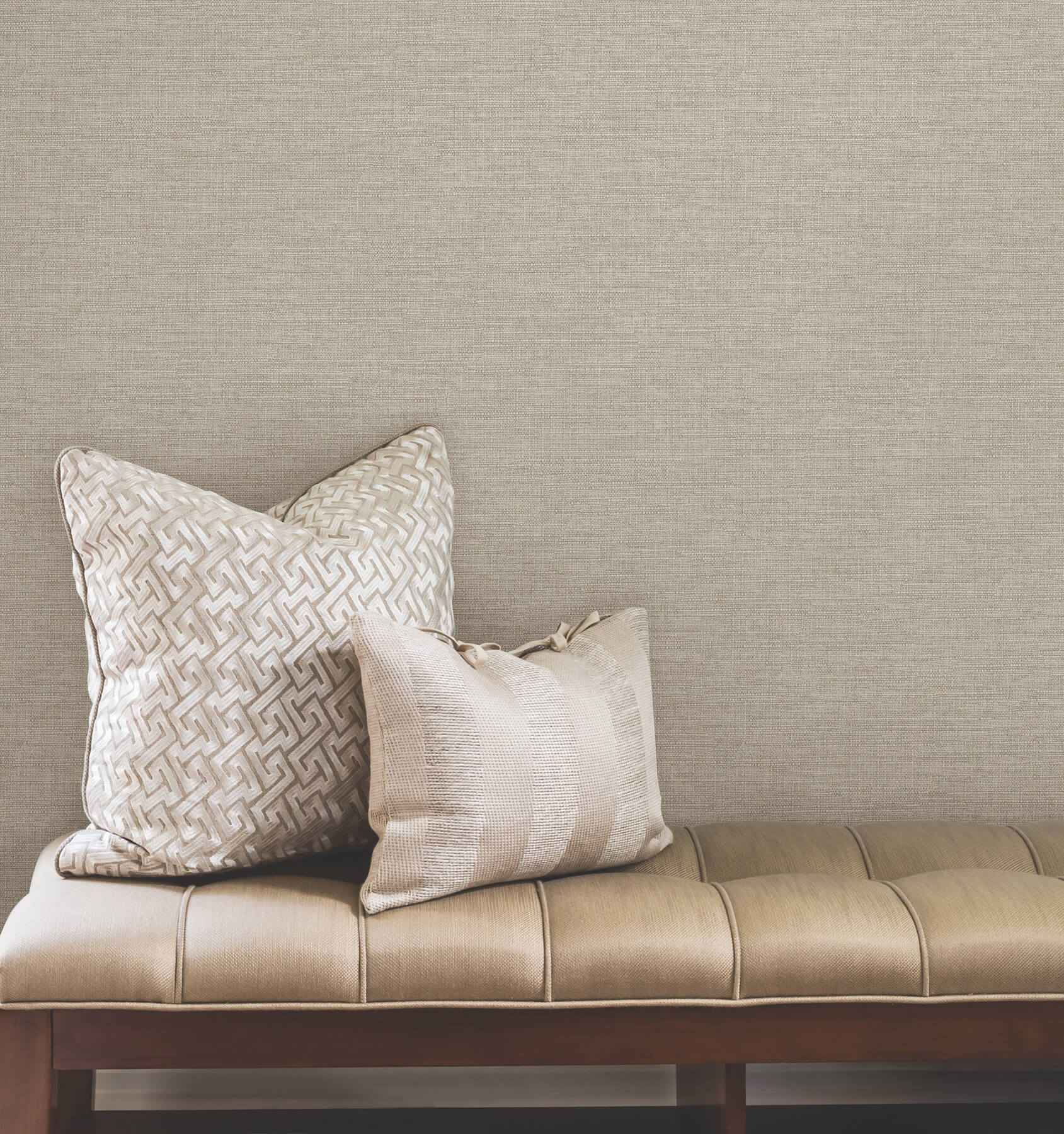 Terrene Light Brown Faux Linen Wallpaper - York Wallcoverings - UW1014N - York Wallcoverings Wallpaper