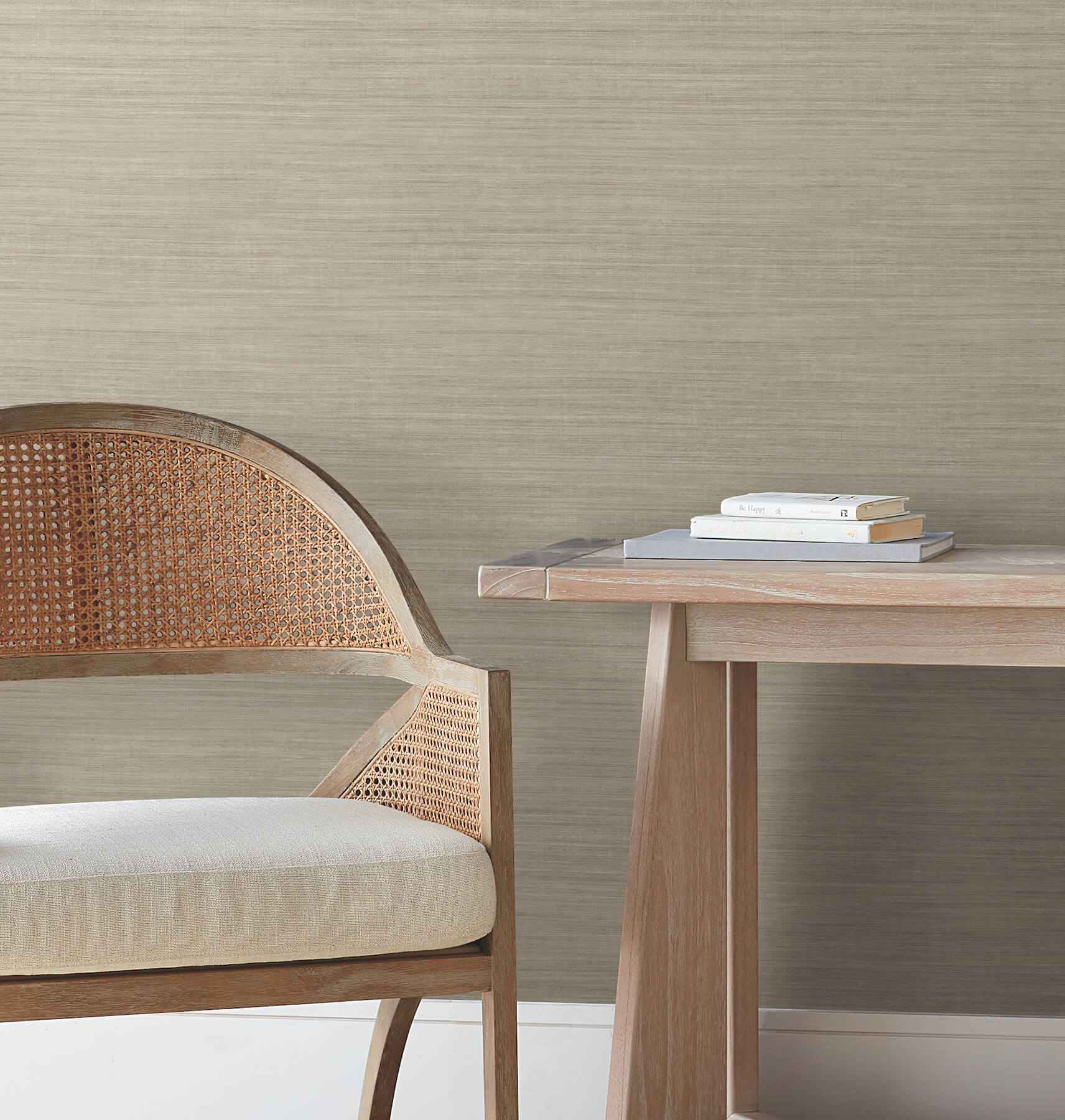 Silk Essence Khaki Faux Fabric Wallpaper - York Wallcoverings - UW1101N - York Wallcoverings Wallpaper