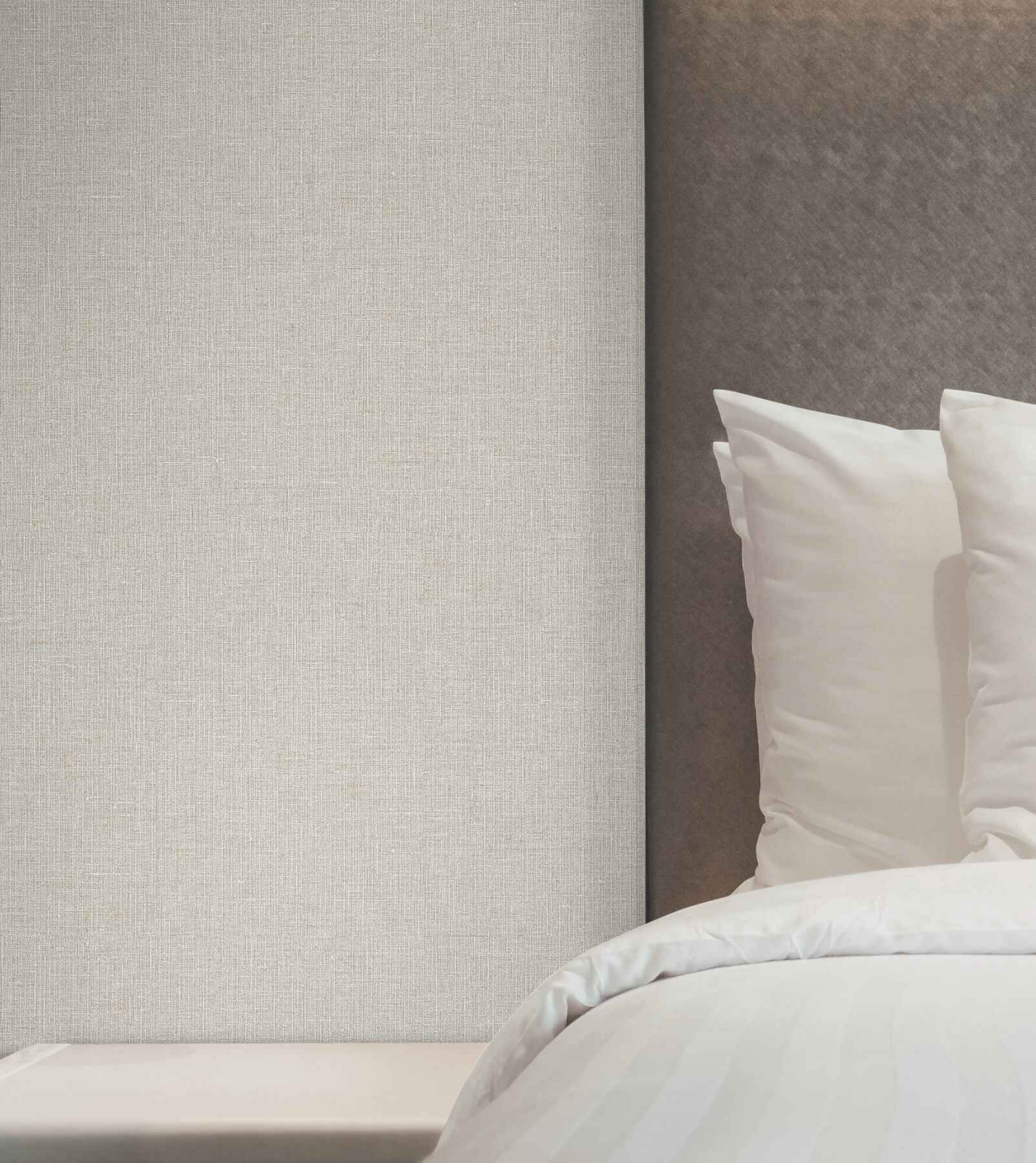 Heathered Linen Beige Faux Fabric Wallpaper - York Wallcoverings - UW1124N - York Wallcoverings Wallpaper