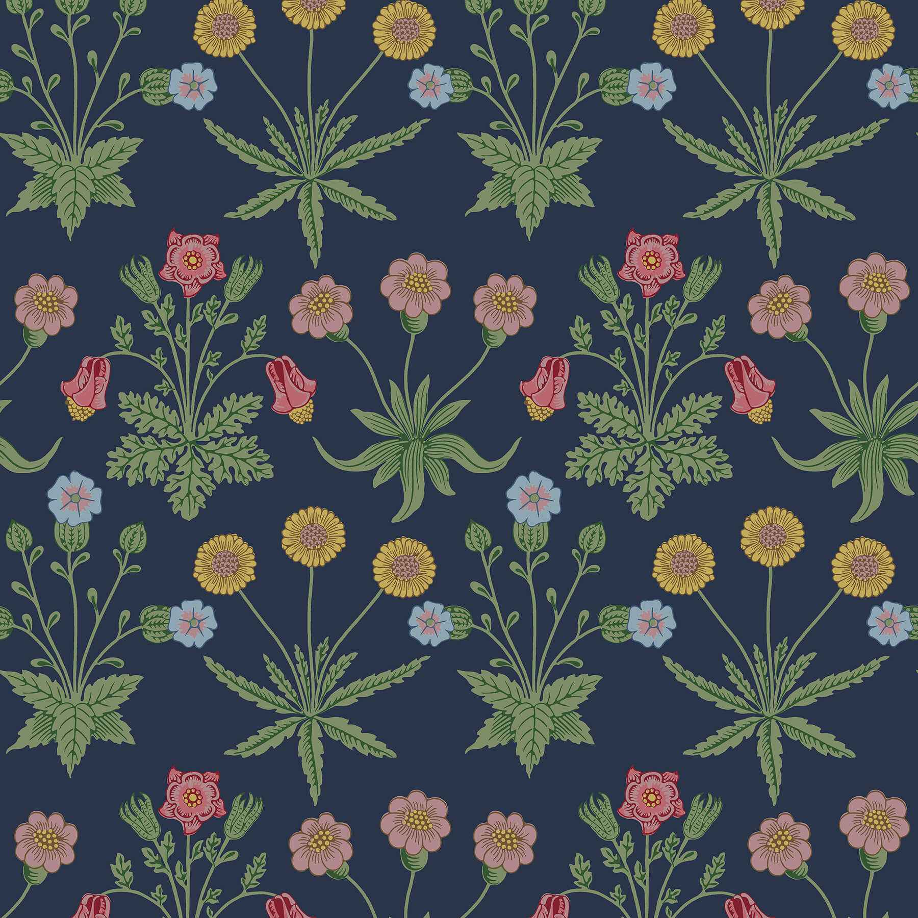 Daisy Indigo Peel and Stick Wallpaper - York Wallcoverings - MCS6597
