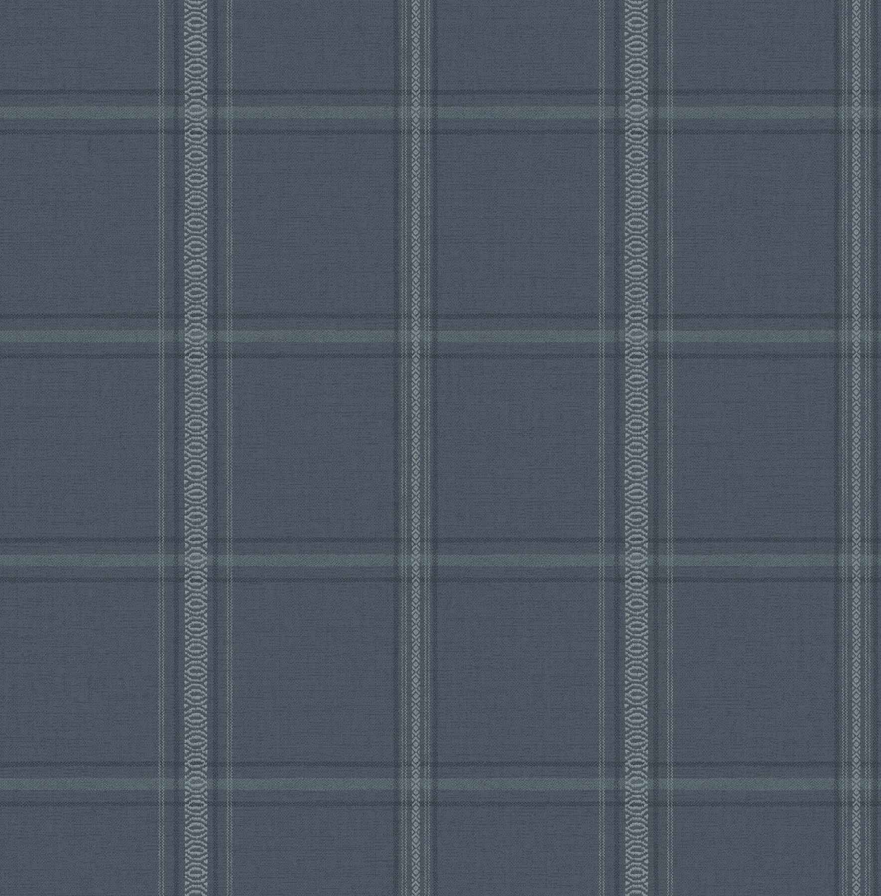 Auberge Dark Blue Plaid Wallpaper - York Wallcoverings - 4192-27605