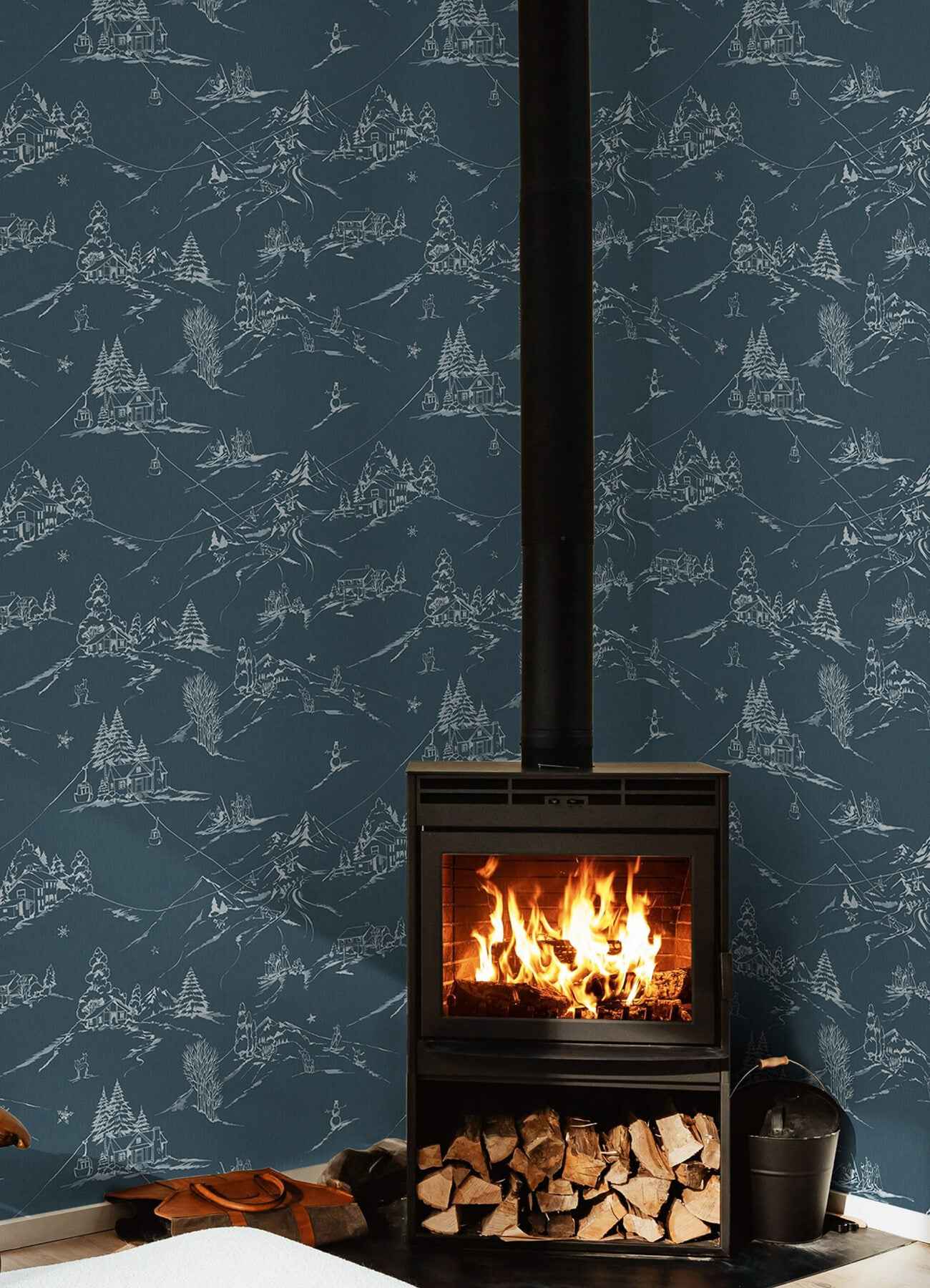 Mountain Side Denim Peel and Stick Wallpaper - York Wallcoverings - NUS6627 - York Wallcoverings Wallpaper