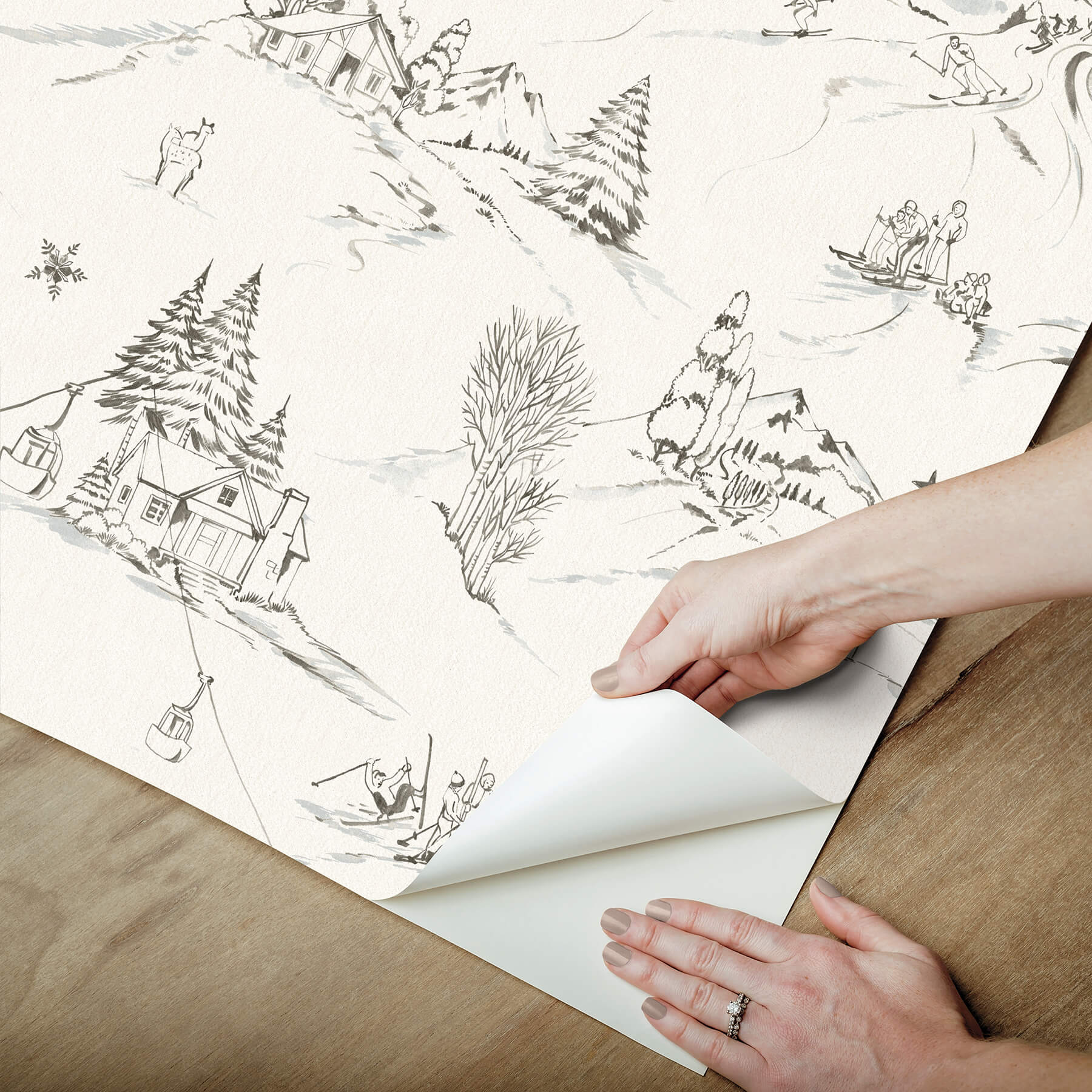 mountain-side-charcoal-peel-and-stick-wallpaper-york-wallcoverings-nus6628 - York Wallcoverings Wallpaper