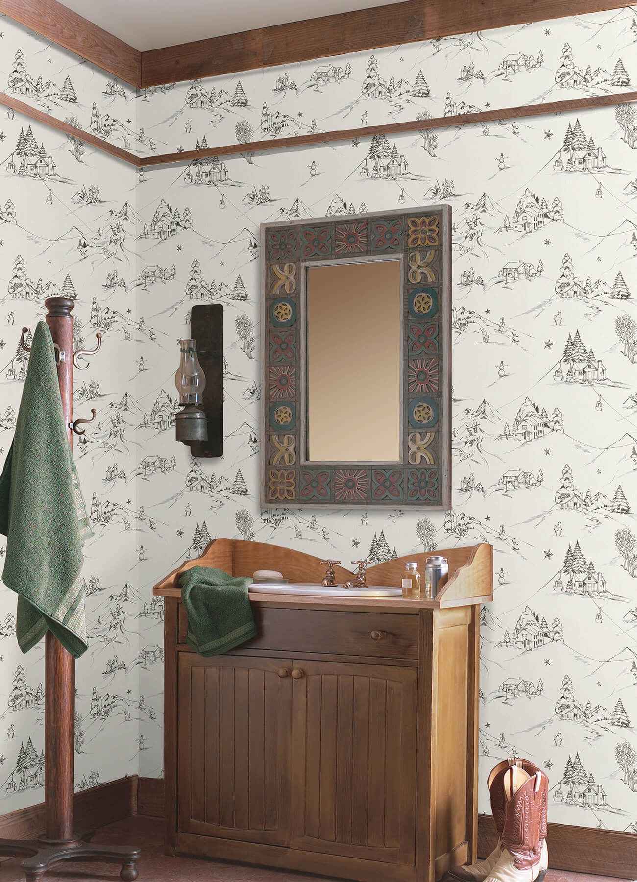 Mountain Side Charcoal Peel and Stick Wallpaper - York Wallcoverings - NUS6628 - York Wallcoverings Wallpaper