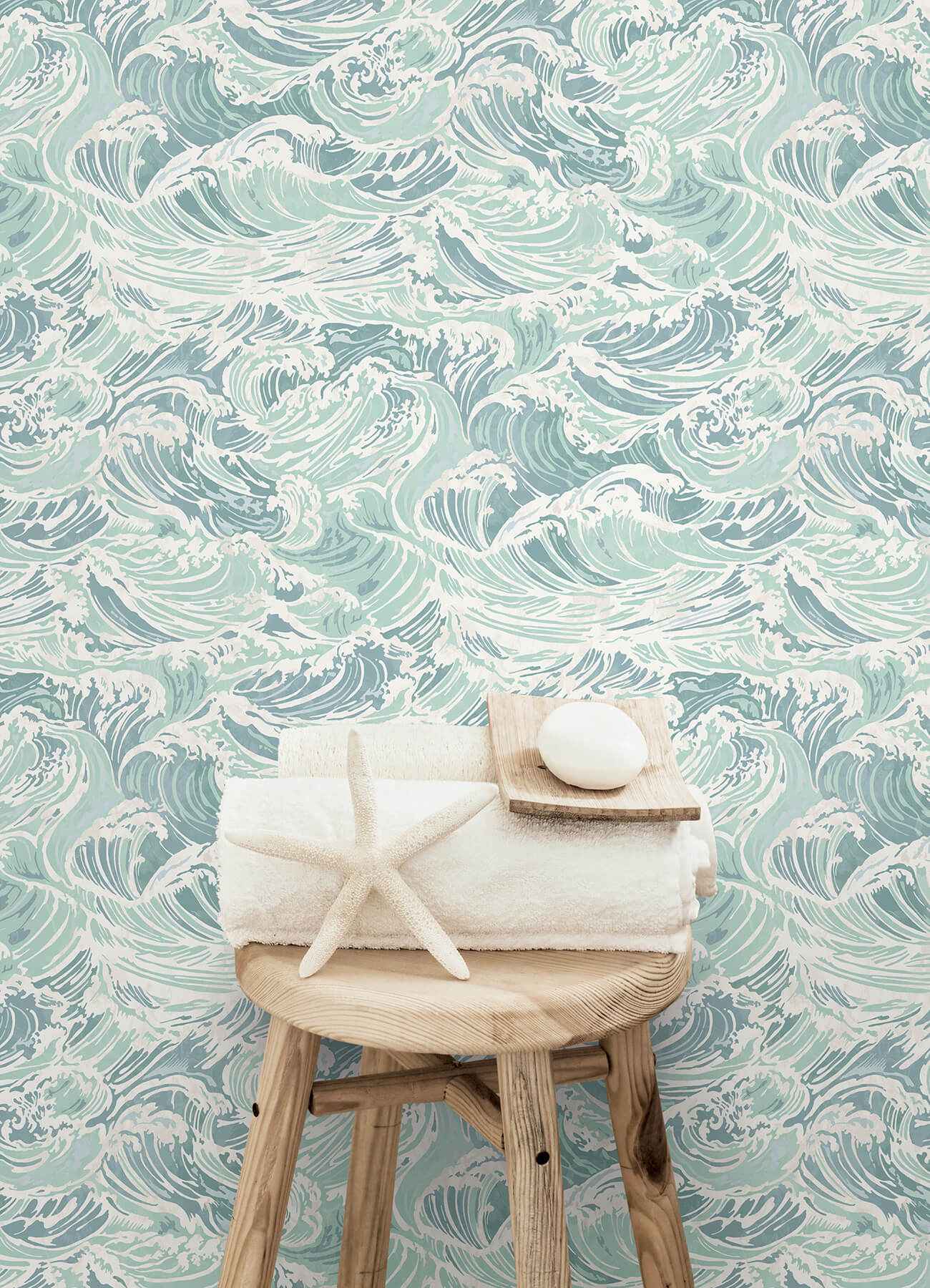 Crashing Waves Turquoise Peel and Stick - York Wallcoverings - NUS6630 - York Wallcoverings Wallpaper