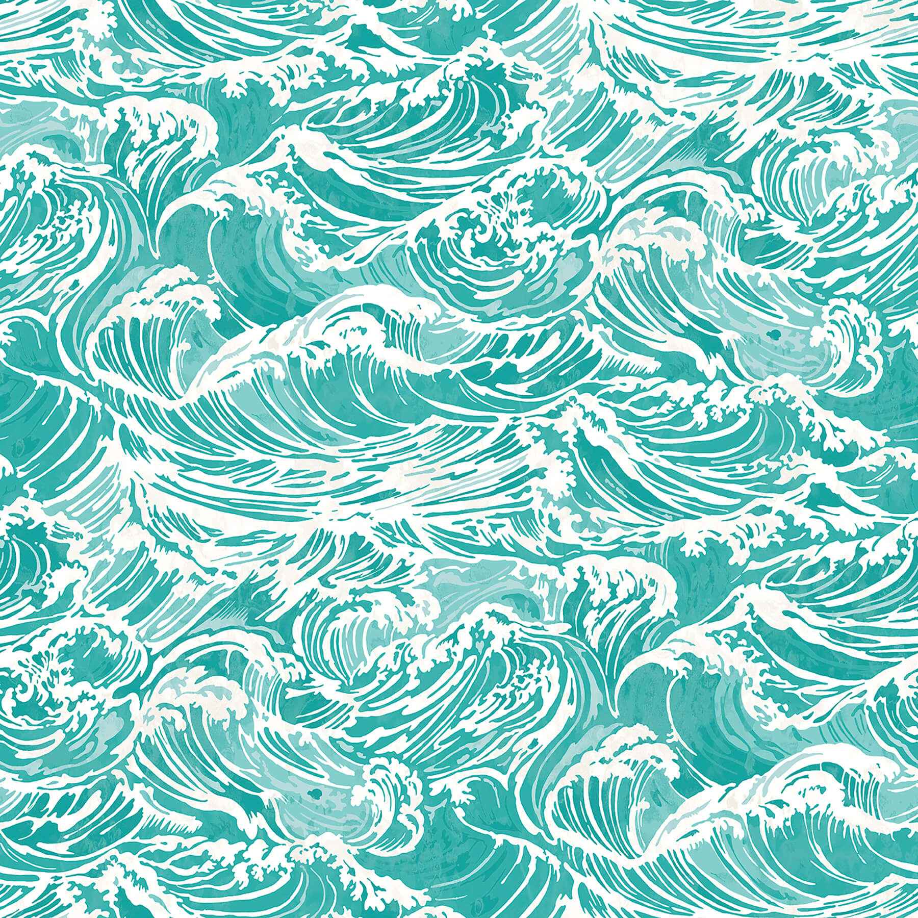 Crashing Waves Teal Peel and Stick Wallpaper - York Wallcoverings - NUS6631