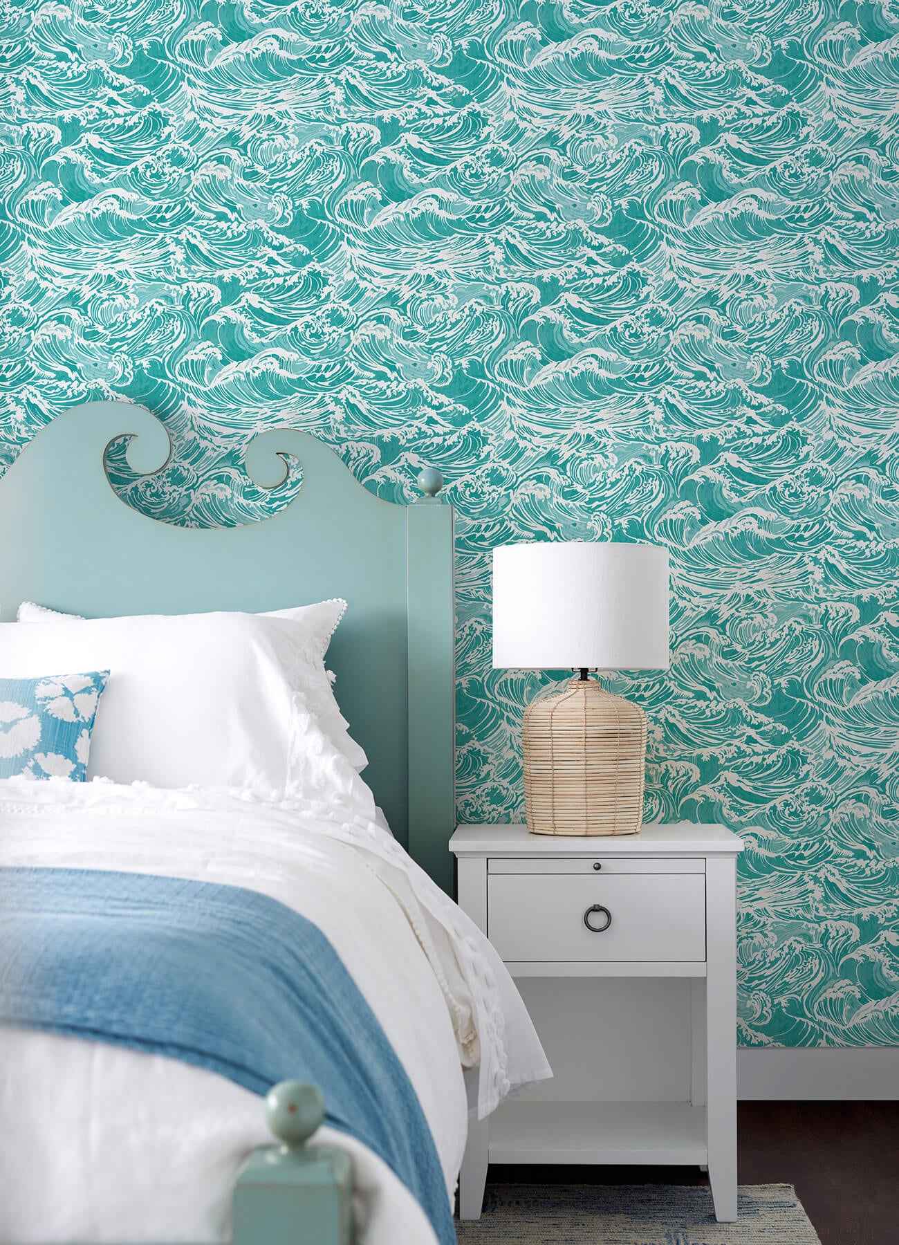 Crashing Waves Teal Peel and Stick Wallpaper - York Wallcoverings - NUS6631 - York Wallcoverings Wallpaper