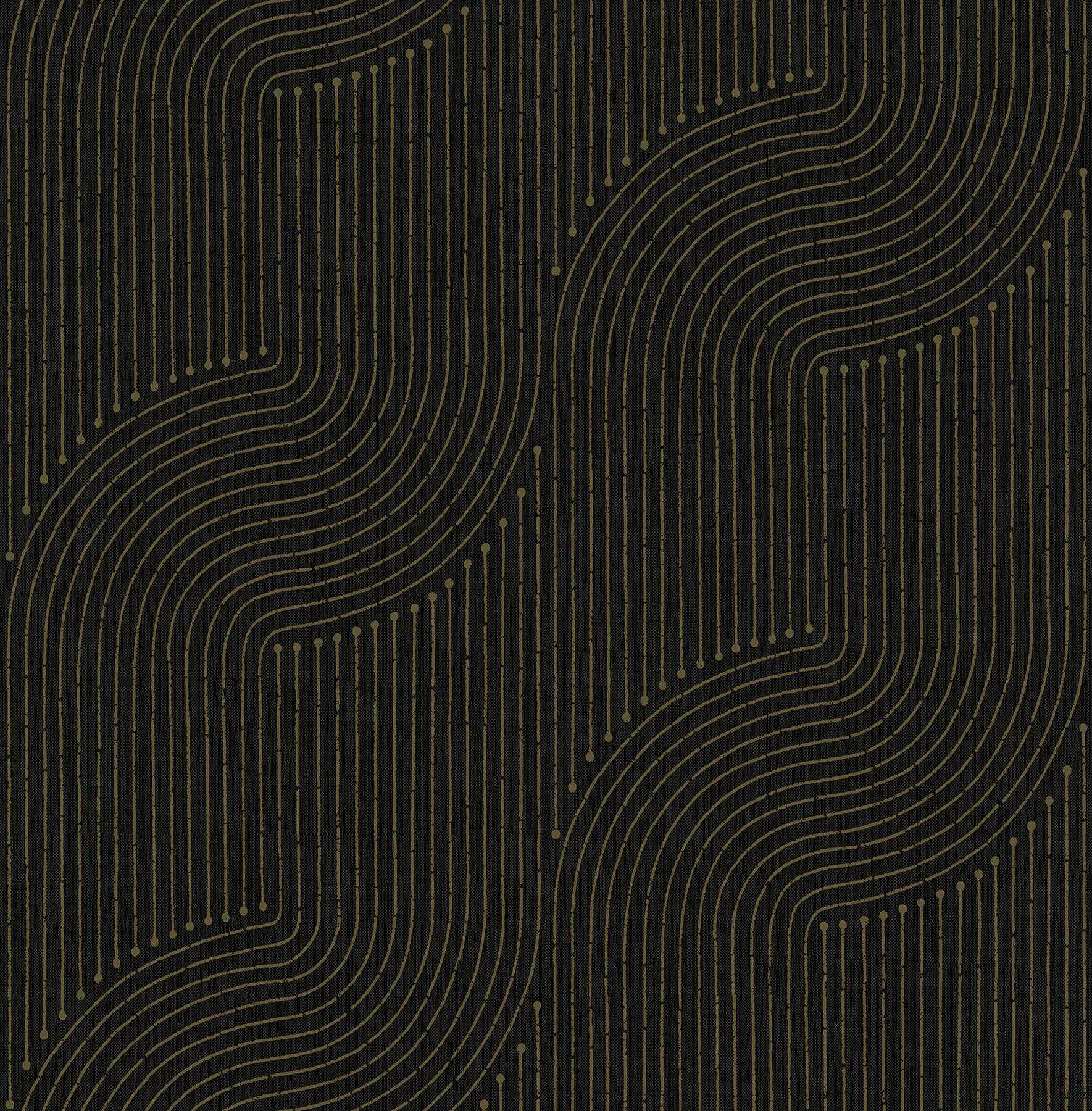 Braddock Black Rhythmic Flow Wallpaper - York Wallcoverings - 4198-27808