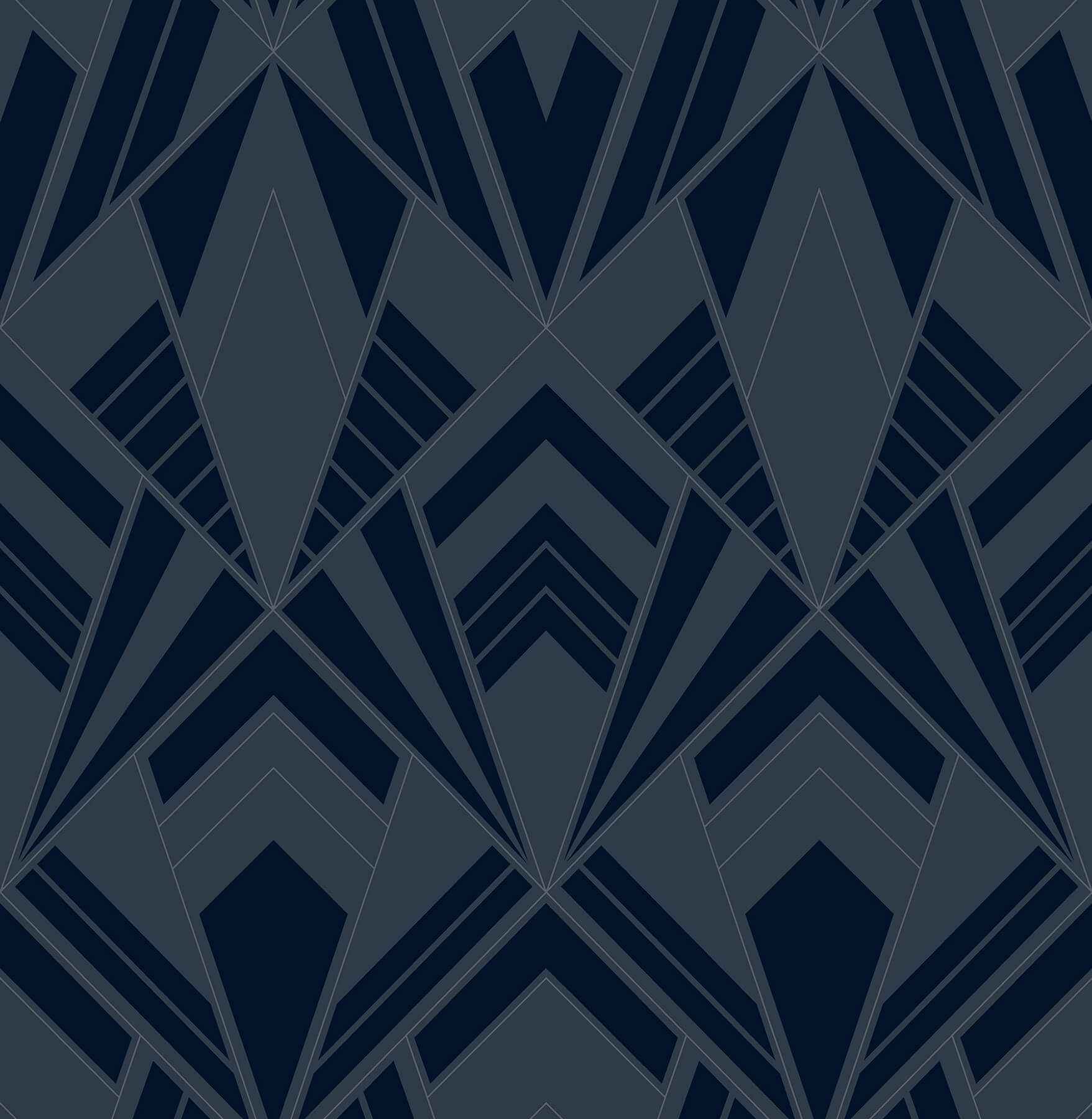 Allenby Indigo Flocked Wallpaper - York Wallcoverings - 4198-87402