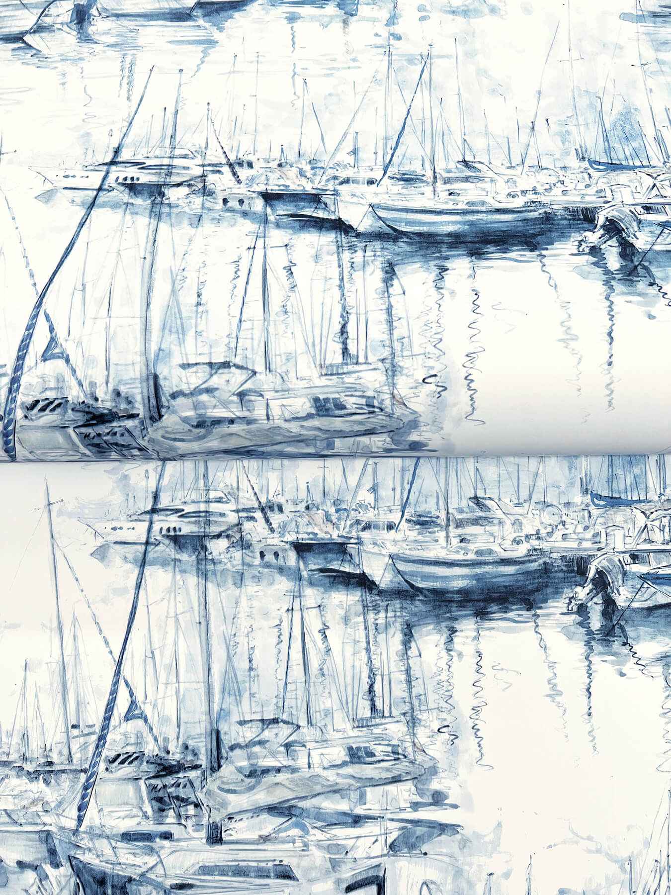Yacht Club Blue Scenic Wallpaper - York Wallcoverings - 4211-83511 - York Wallcoverings Wallpaper