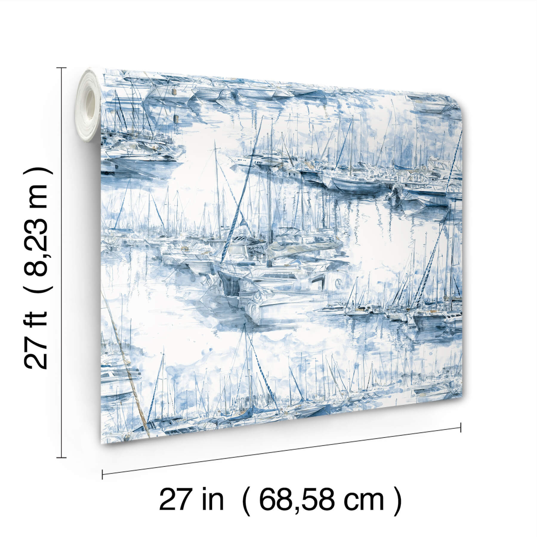 yacht-club-blue-scenic-wallpaper-york-wallcoverings-4211-83511 - York Wallcoverings Wallpaper