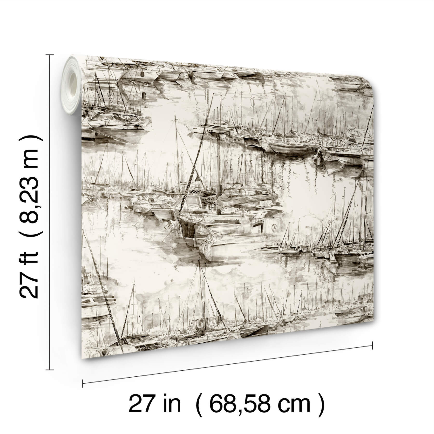yacht-club-taupe-scenic-wallpaper-york-wallcoverings-4211-83512 - York Wallcoverings Wallpaper