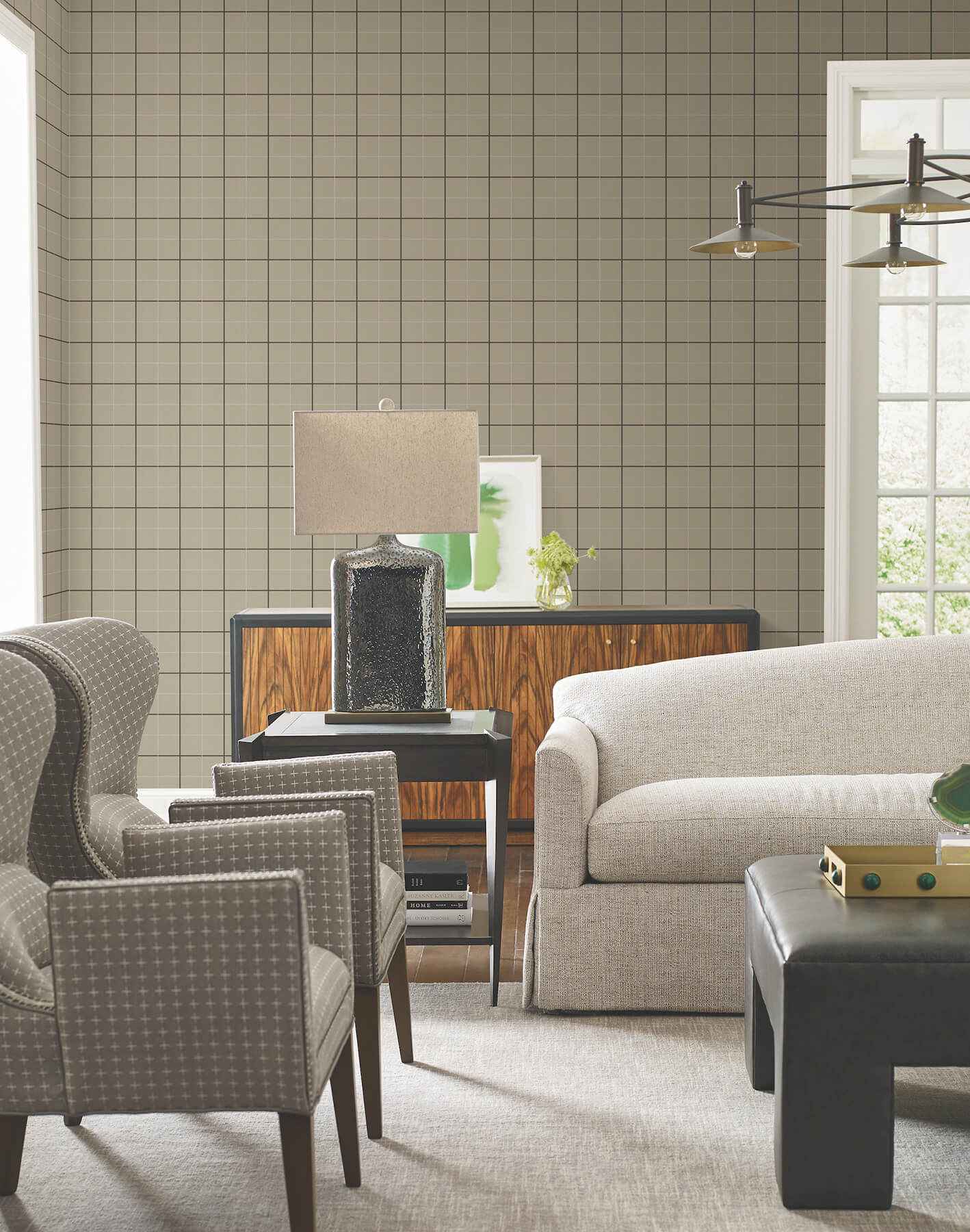Tattersall Brown Plaid Wallpaper - York Wallcoverings - 4211-83514 - York Wallcoverings Wallpaper