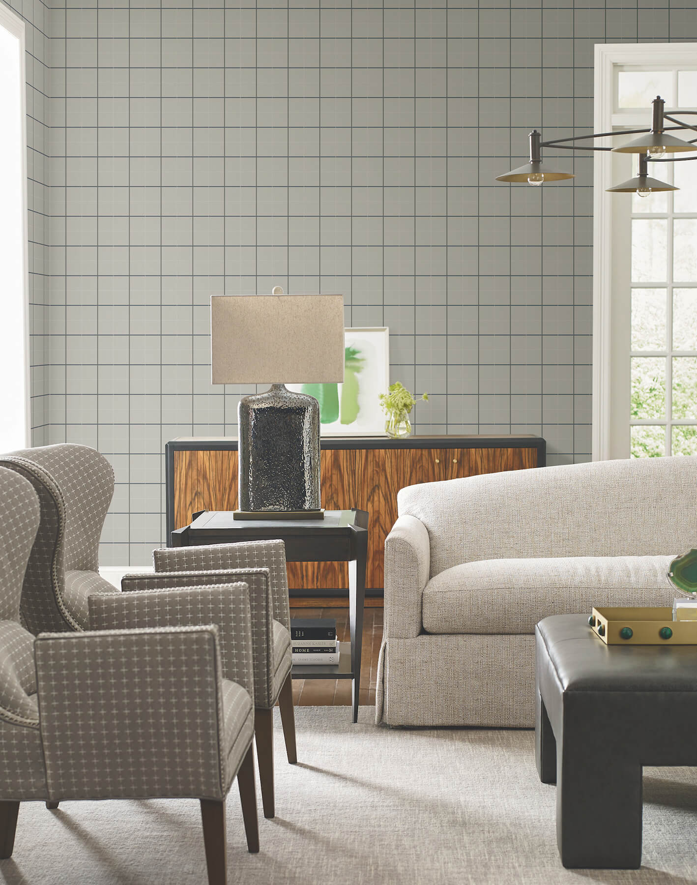 tattersall-grey-plaid-wallpaper-york-wallcoverings-4211-83515 - York Wallpaper Wallpaper