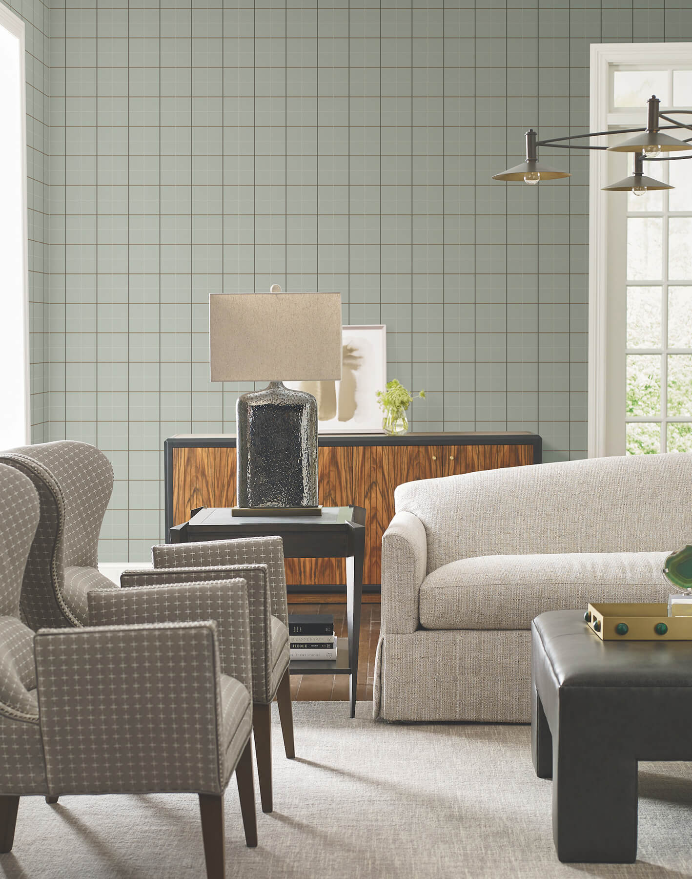 tattersall-sage-plaid-wallpaper-york-wallcoverings-4211-83517 - York Wallpaper Wallpaper