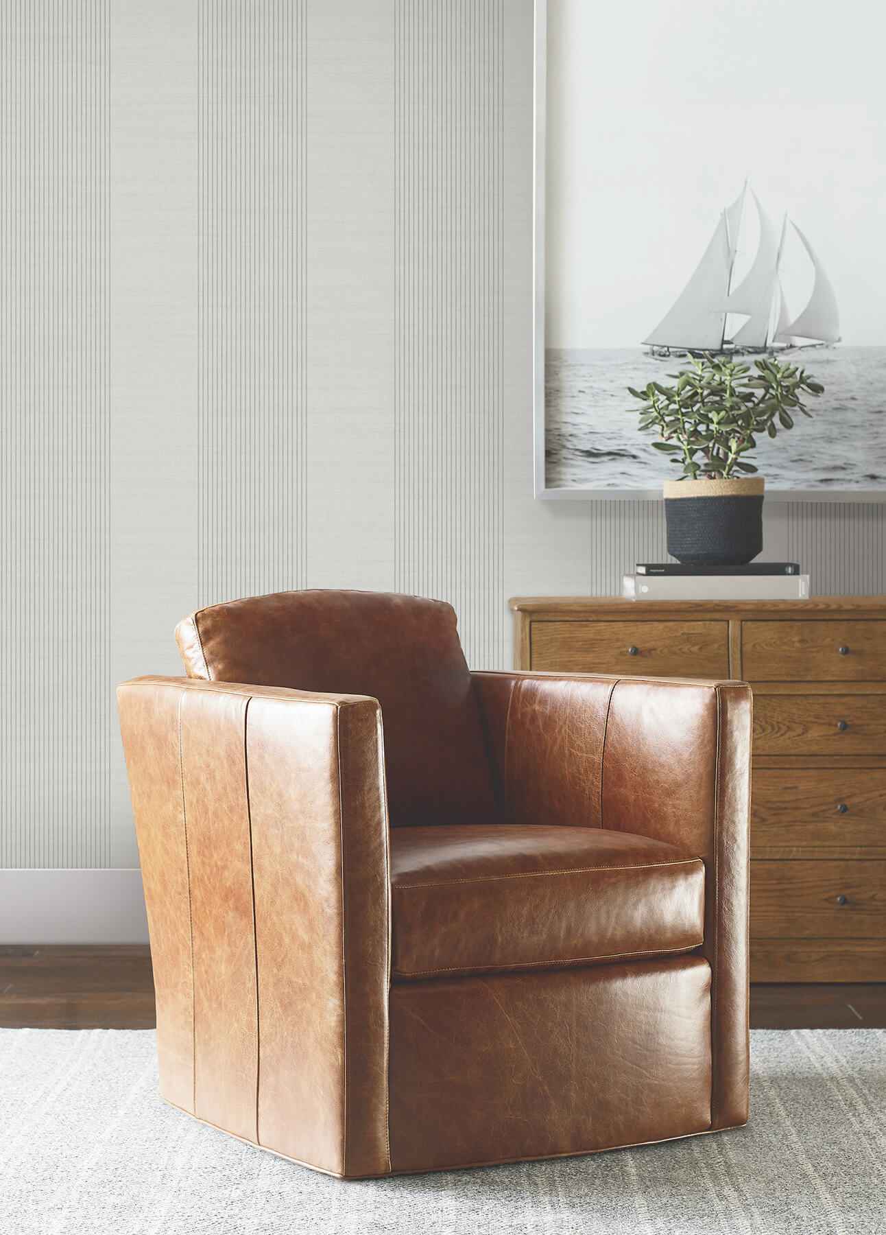 Archer Stripe Grey Faux Linen Wallpaper - York Wallcoverings - 4211-83527 - York Wallcoverings Wallpaper